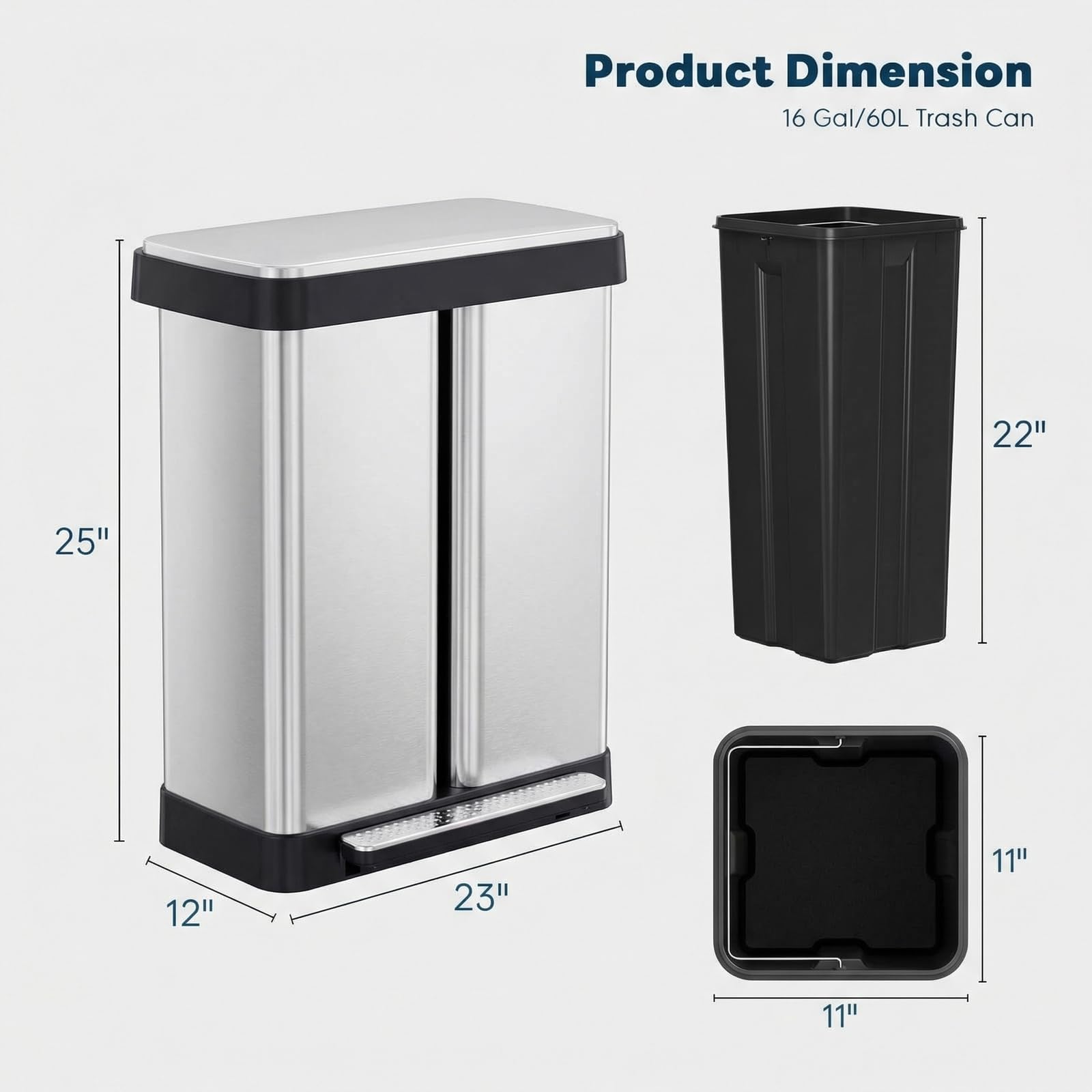 16 Gallon Dual Compartment Trash Can