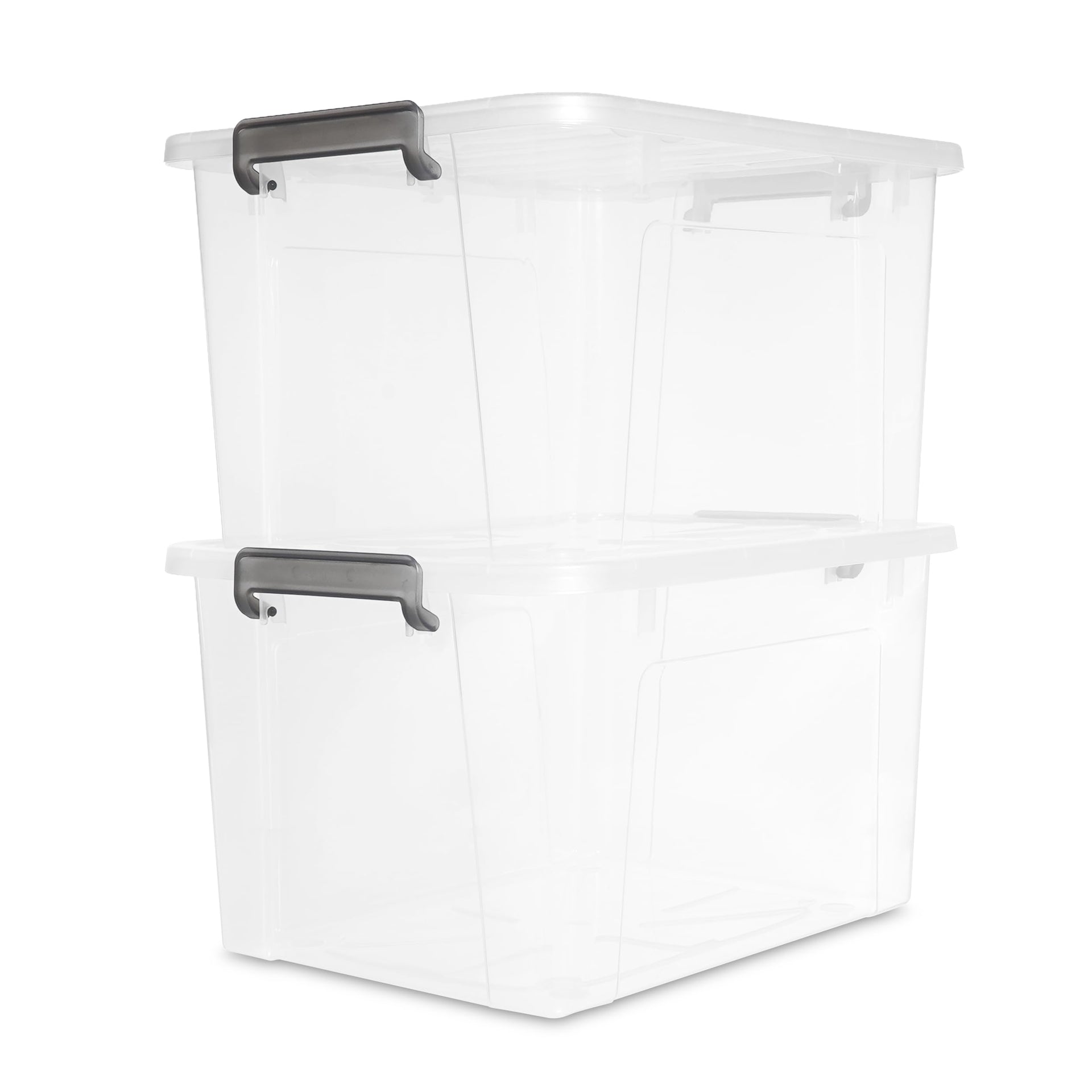 Citylife 44.4 QT Plastic Storage Bins with Latching Lids Stackable Storage Containers for Organizing Large Clear Storage Box for Garage (2 Count)