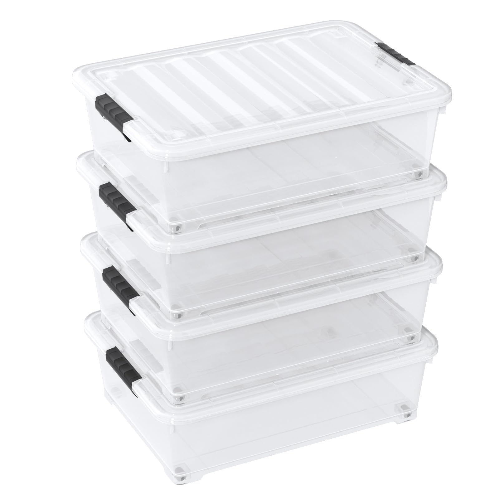 25 Quart Clear Under Bed Storage Container with Wheels (4 Count)