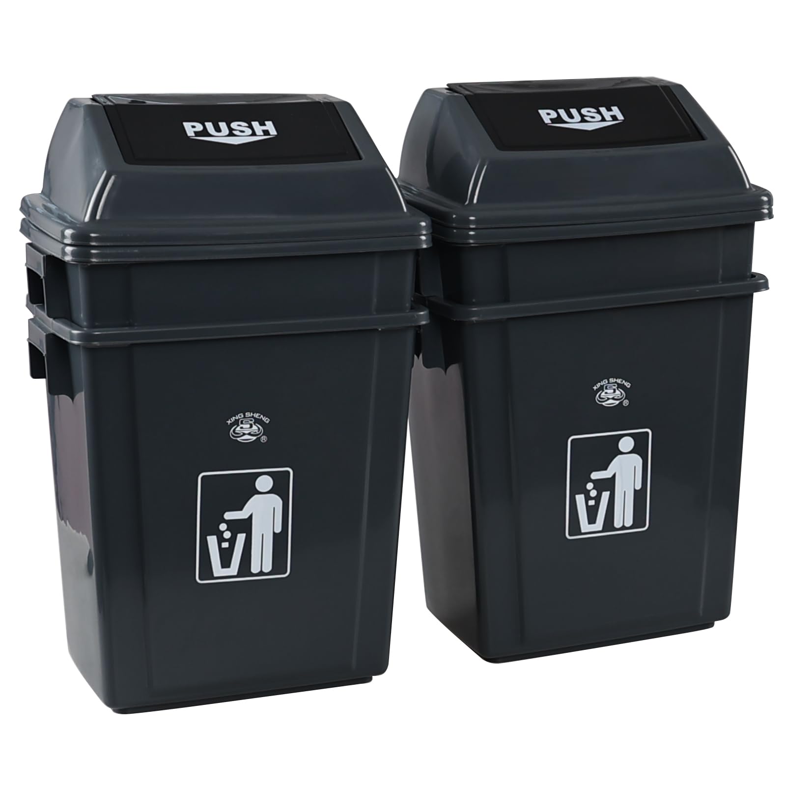 6 Gallon Office Trash Can with Swing Top Lid (4 Count)