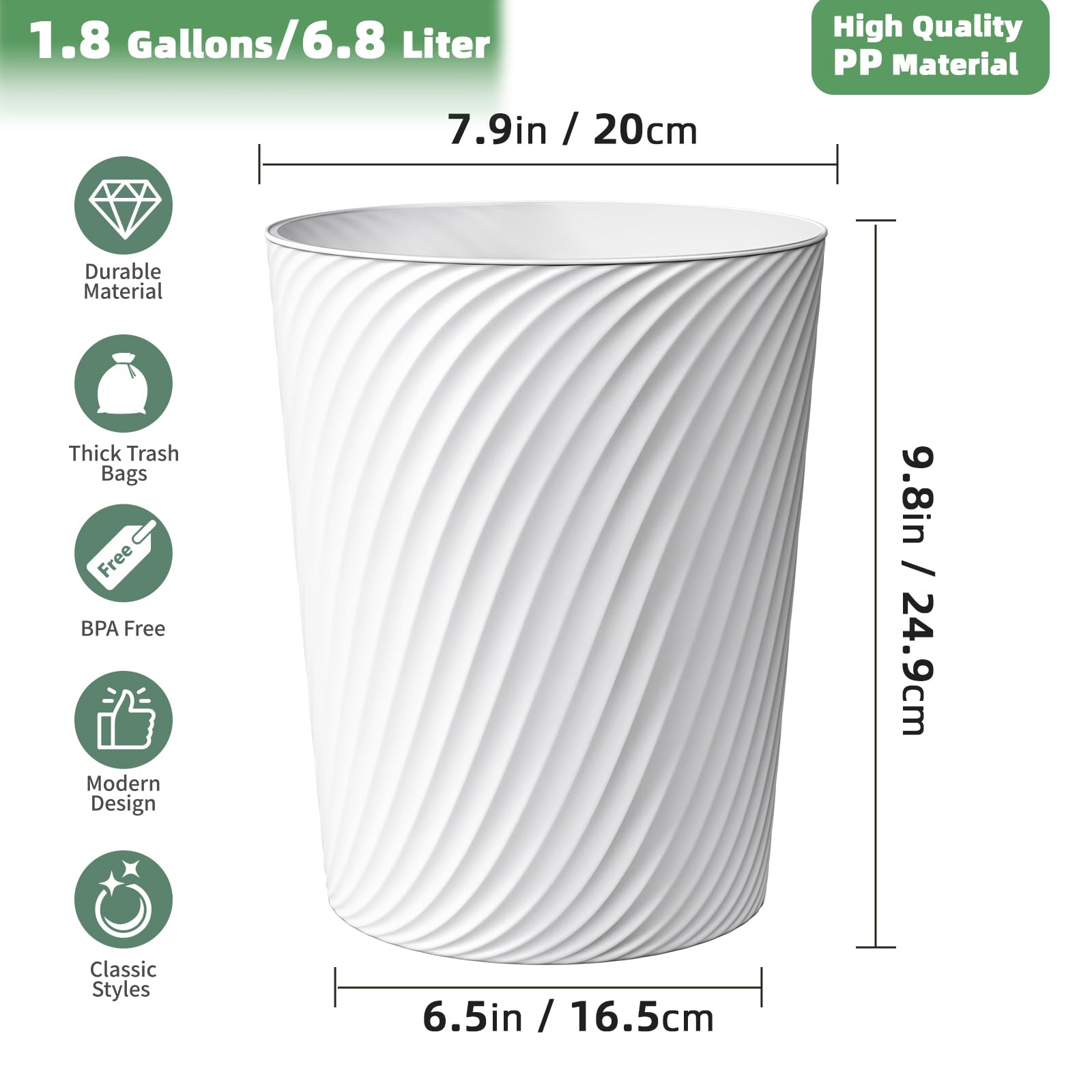 Small Trash Can 3 Pack 1.8 Gallons (3 Count)