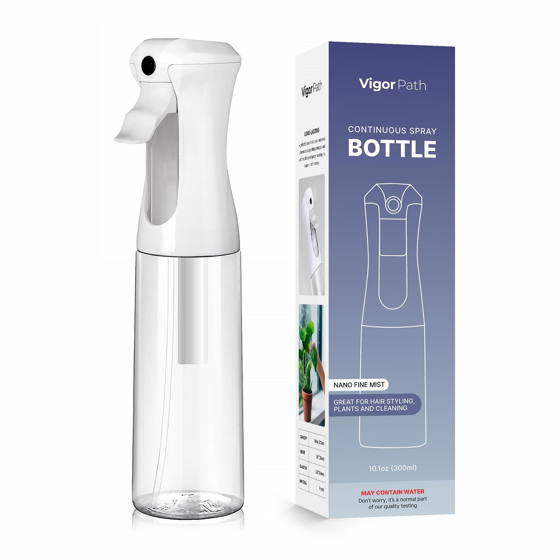 Continuous Mist Clear Spray Bottle 300ml Fine Mist for Hair