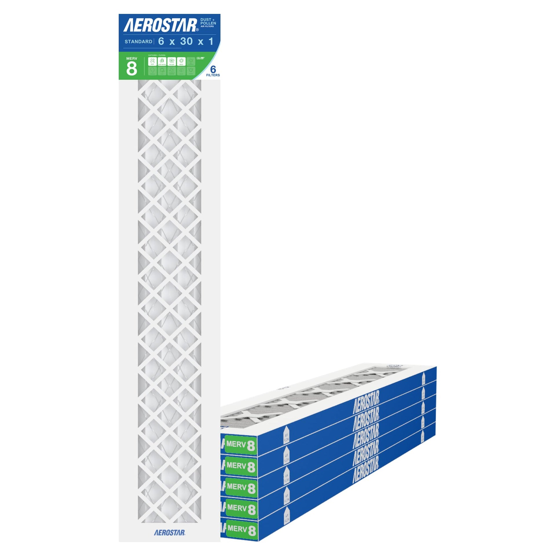6x30x1 MERV 8 High Efficiency Pleated Air Filter (6 Count)
