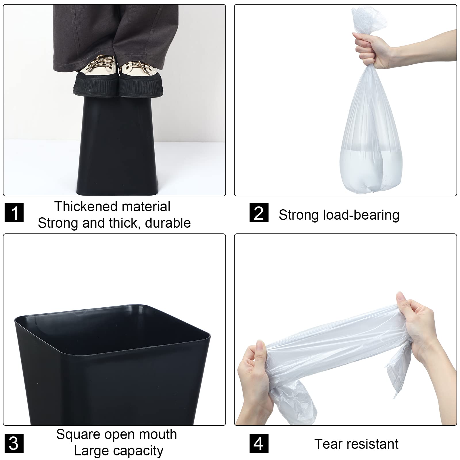 6 Pack Plastic Trash Can with 3 Rolls of Trash Bags Small Wastebasket Can Garbage Container Bin (6 Count)