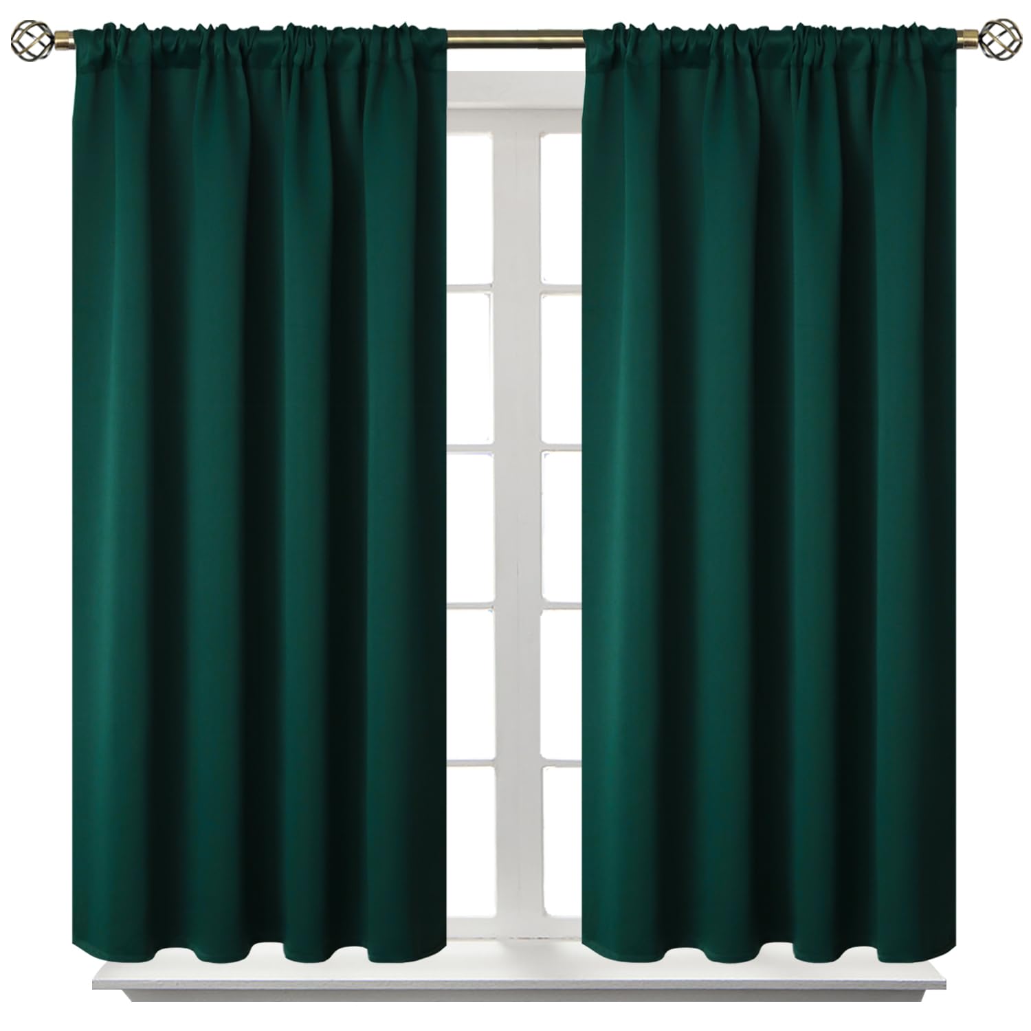 Emerald Green Blackout Curtains 40 Inches Long for Bedroom Kitchen (2 Count)