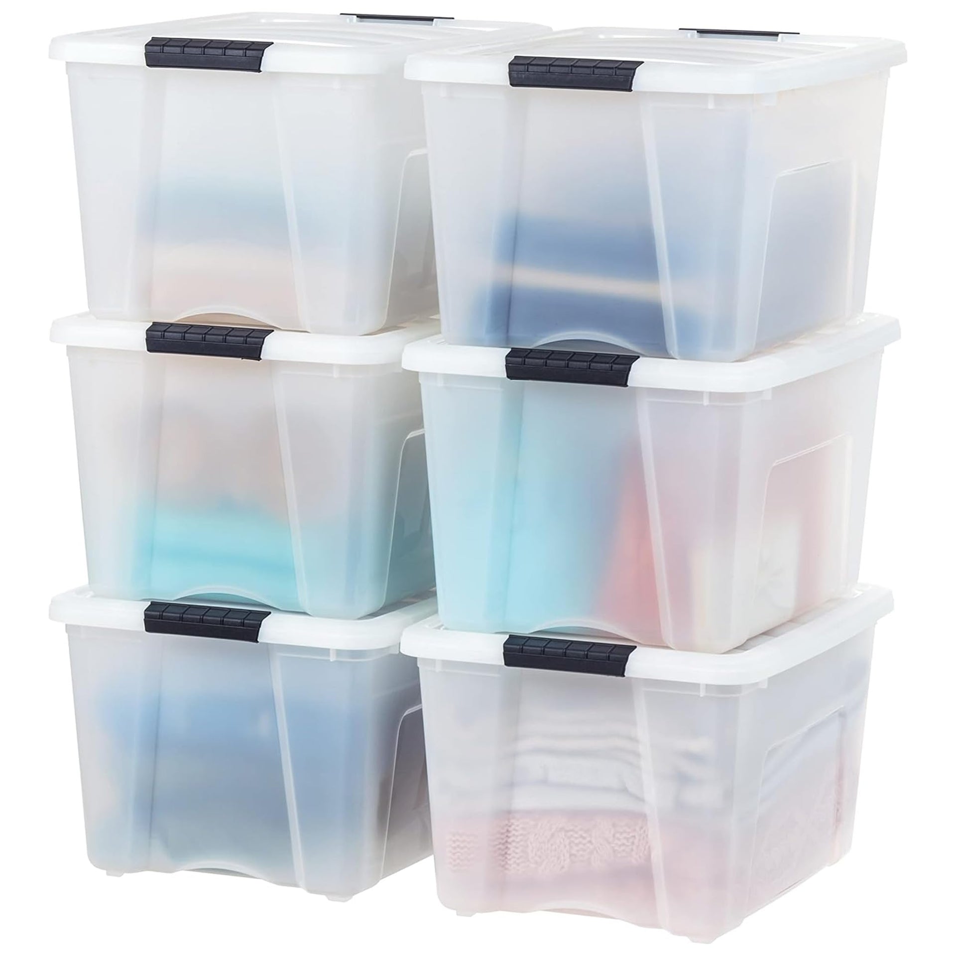 6 Pack 40 Quart Storage Bins with Lids (6 Count)