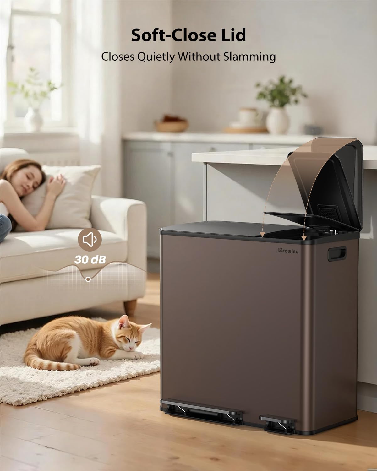 Dual Trash and Recycling Bins for Kitchen