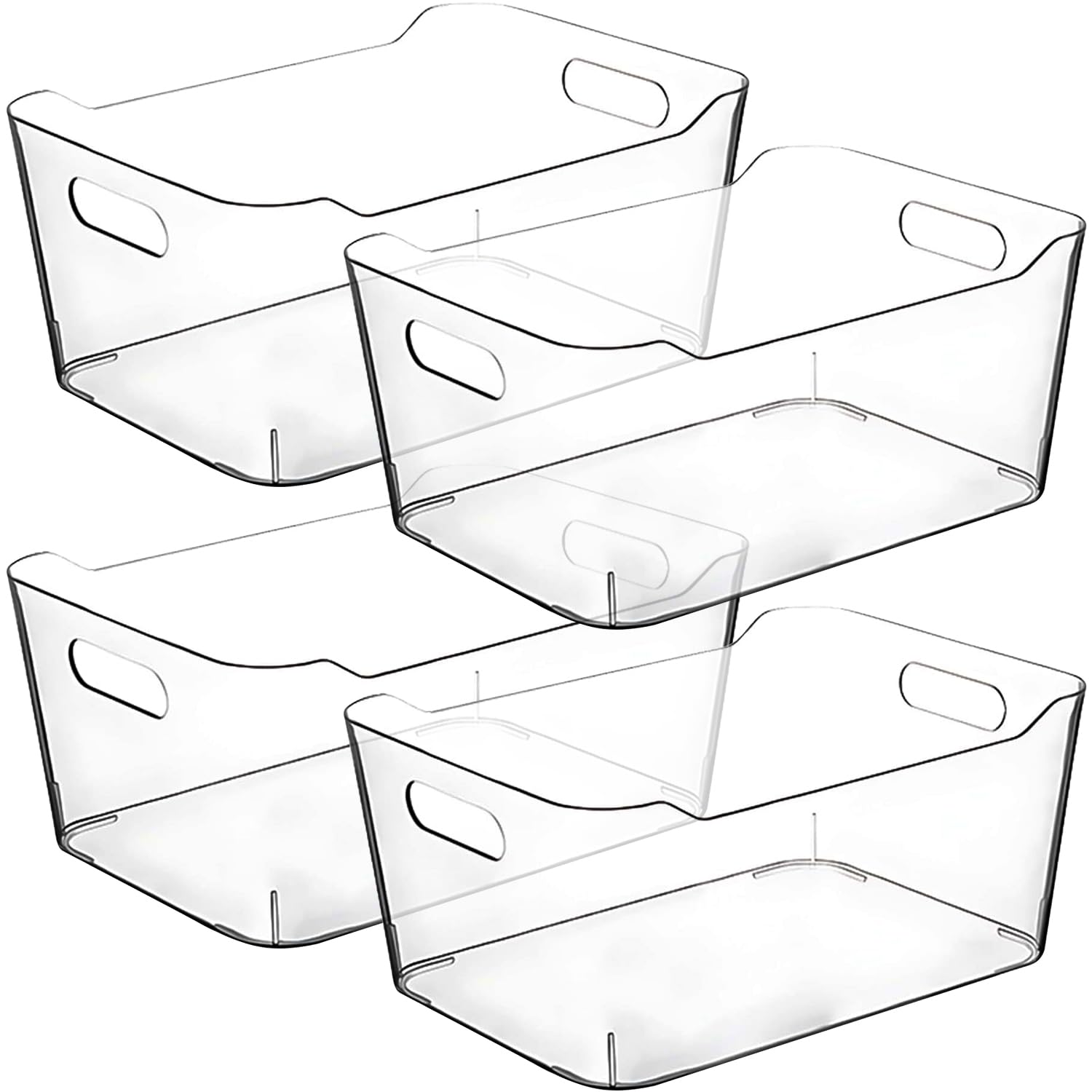 Clear Plastic Storage Bins for Kitchen Organization or Pantry Organizers and Storage (4 Count)