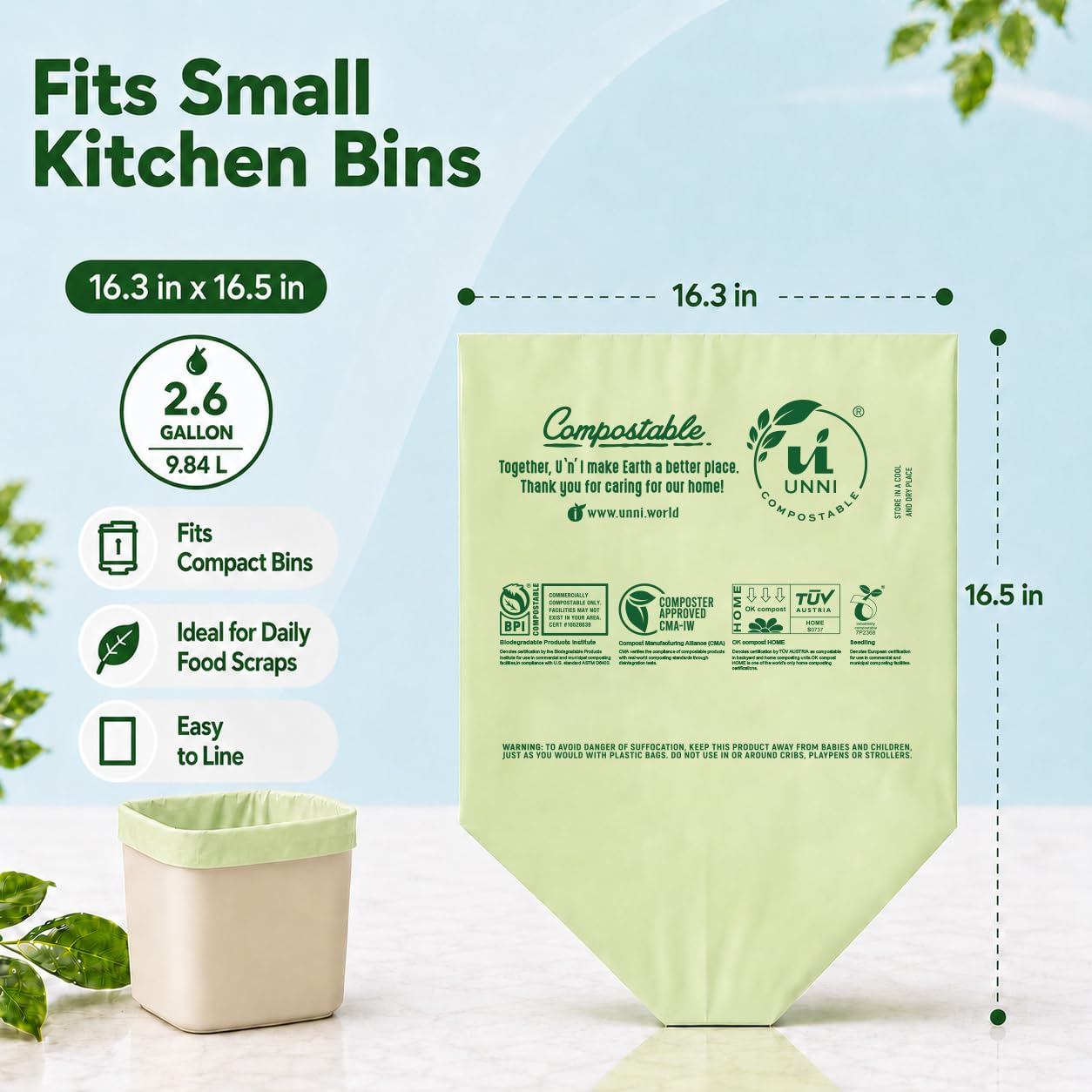 2.6 Gallon Compostable Bags (600 Count)
