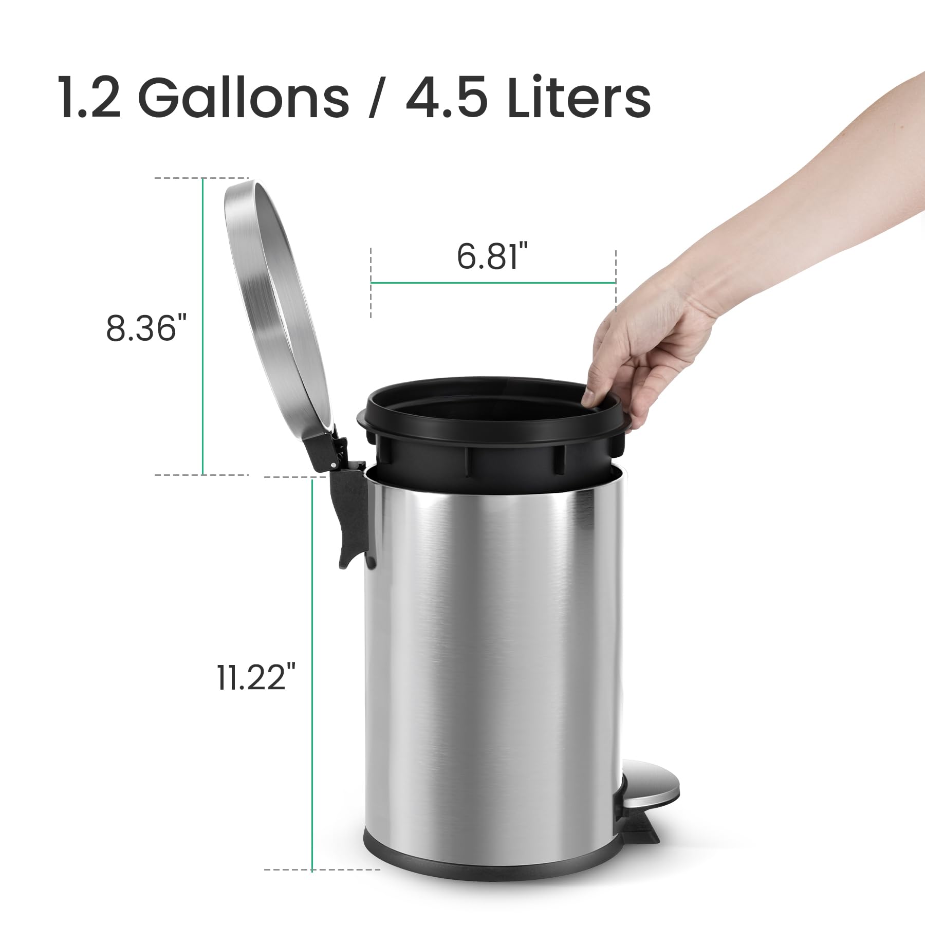 Small Round Bathroom Trash Can with Lid Soft Close