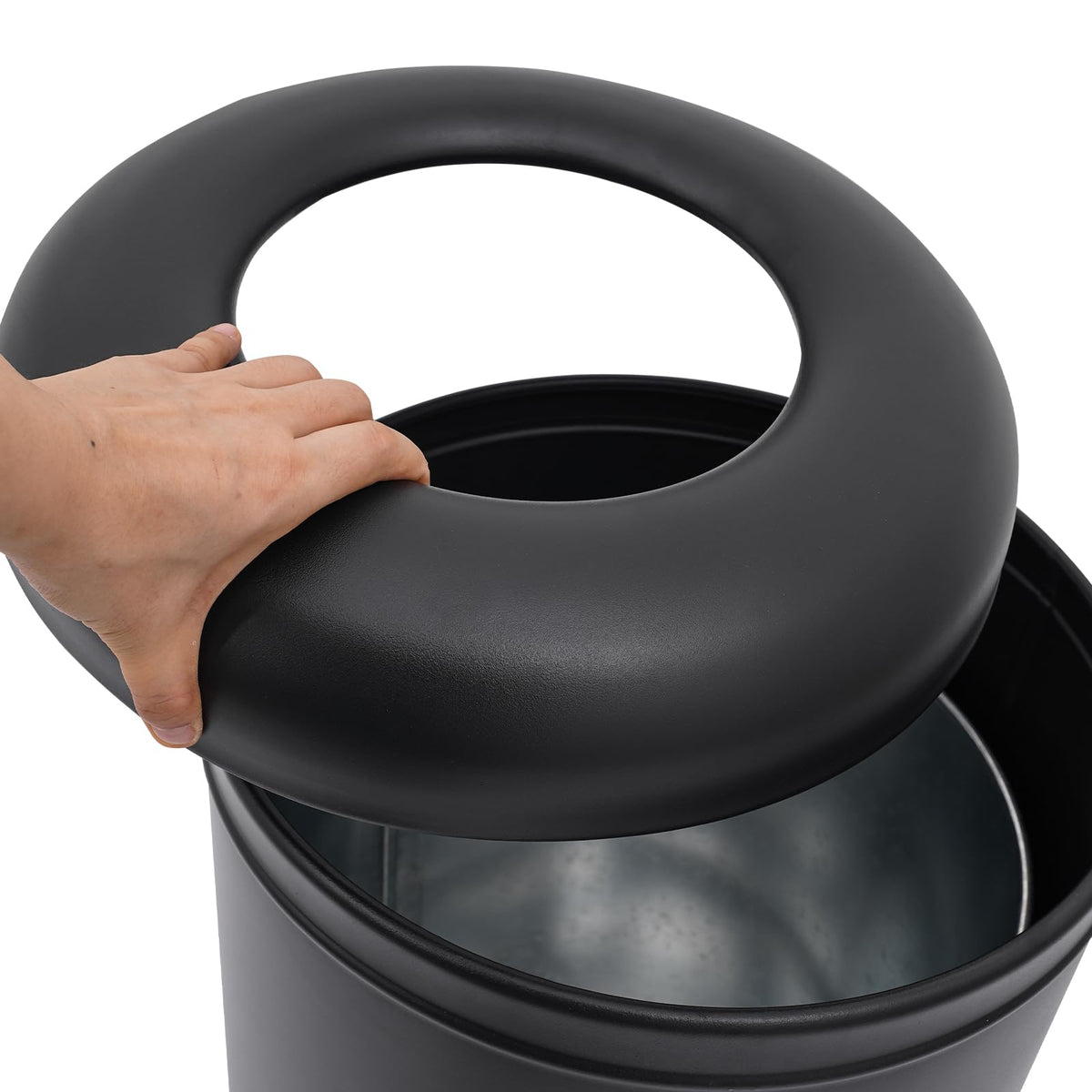 58.6 Liter 15.48 Gallon Commercial Open Top Trash Can White Stainless Steel Trash Can Outdoor Indoor Garbage Enclosure with Lid Inside Barrel