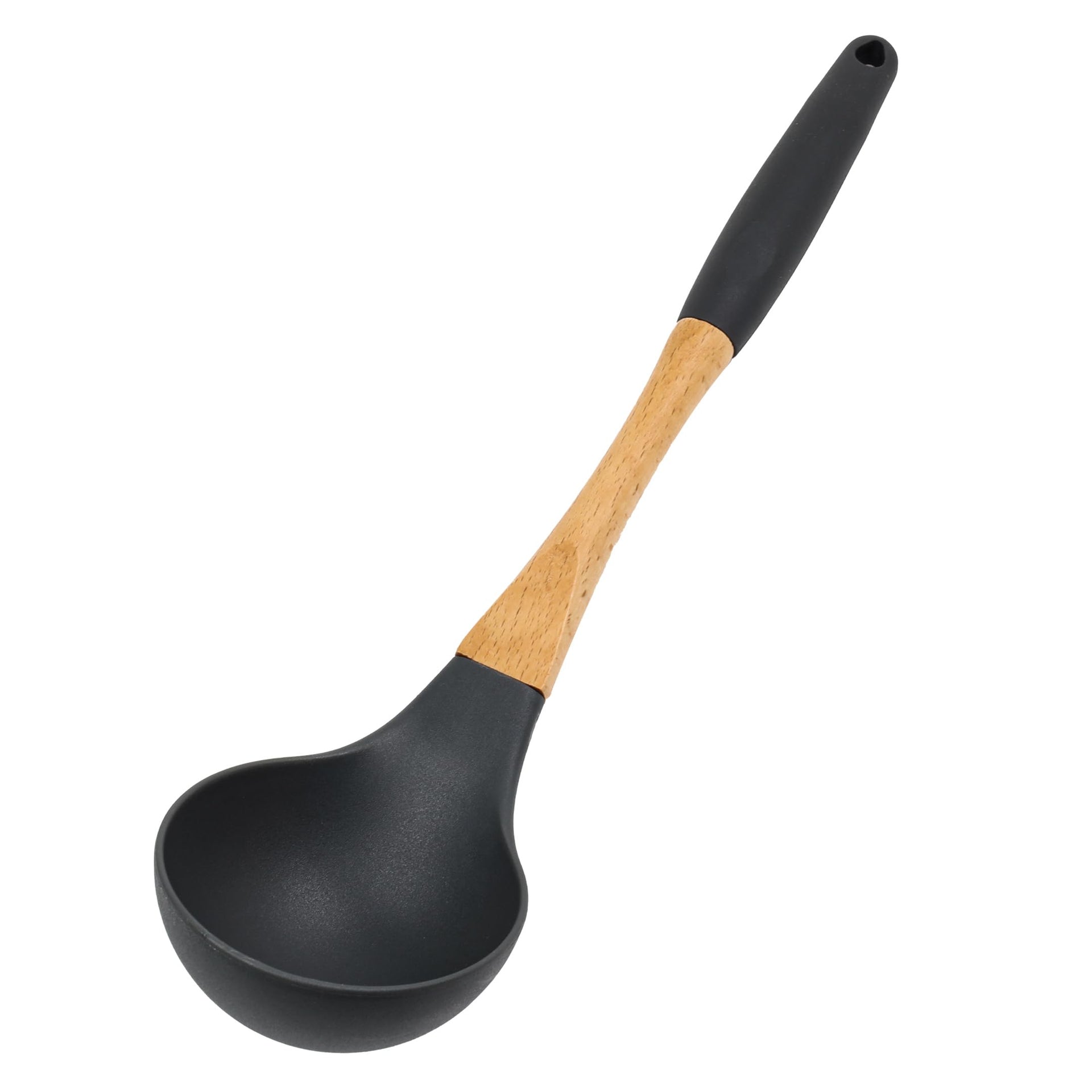4pc Grey Nylon Cooking Spoons Kitchen Utensils Set with Wooden Handle High Heat Resistance