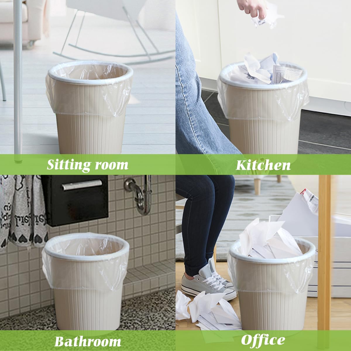 Clear Trash Bags 5 Gallon 330 Count Unscented Kitchen Garbage Bags