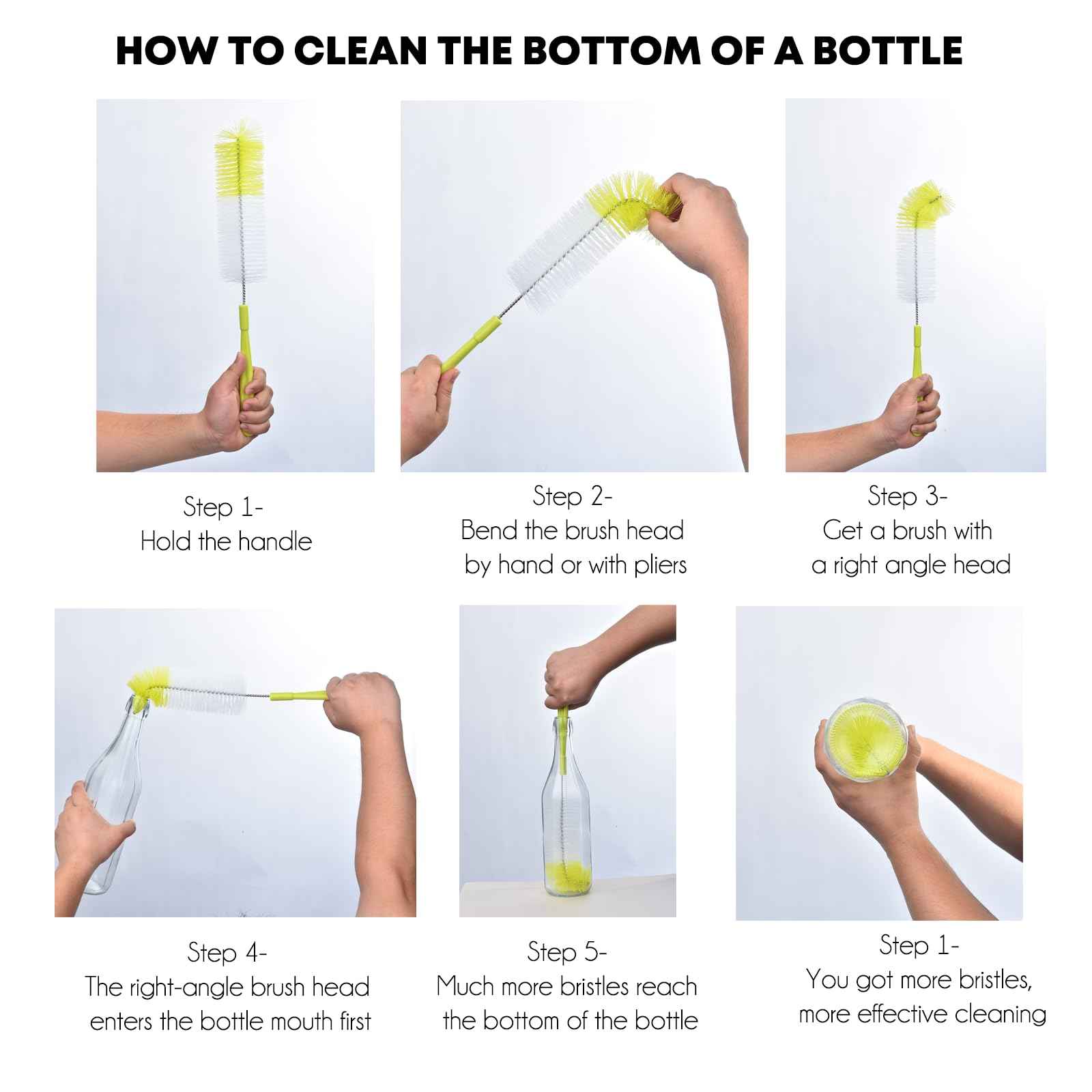 3 Pack Long Narrow Neck Bottle Cleaning Brush for Beer (3 Count)