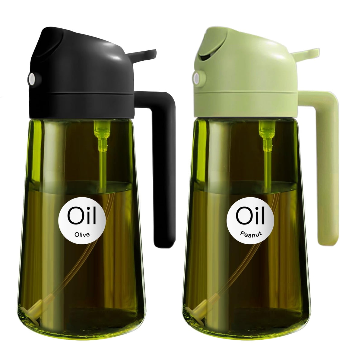 16 oz 2-in-1 Dark Glass Olive Oil Sprayer & Dispenser, BlackGreen