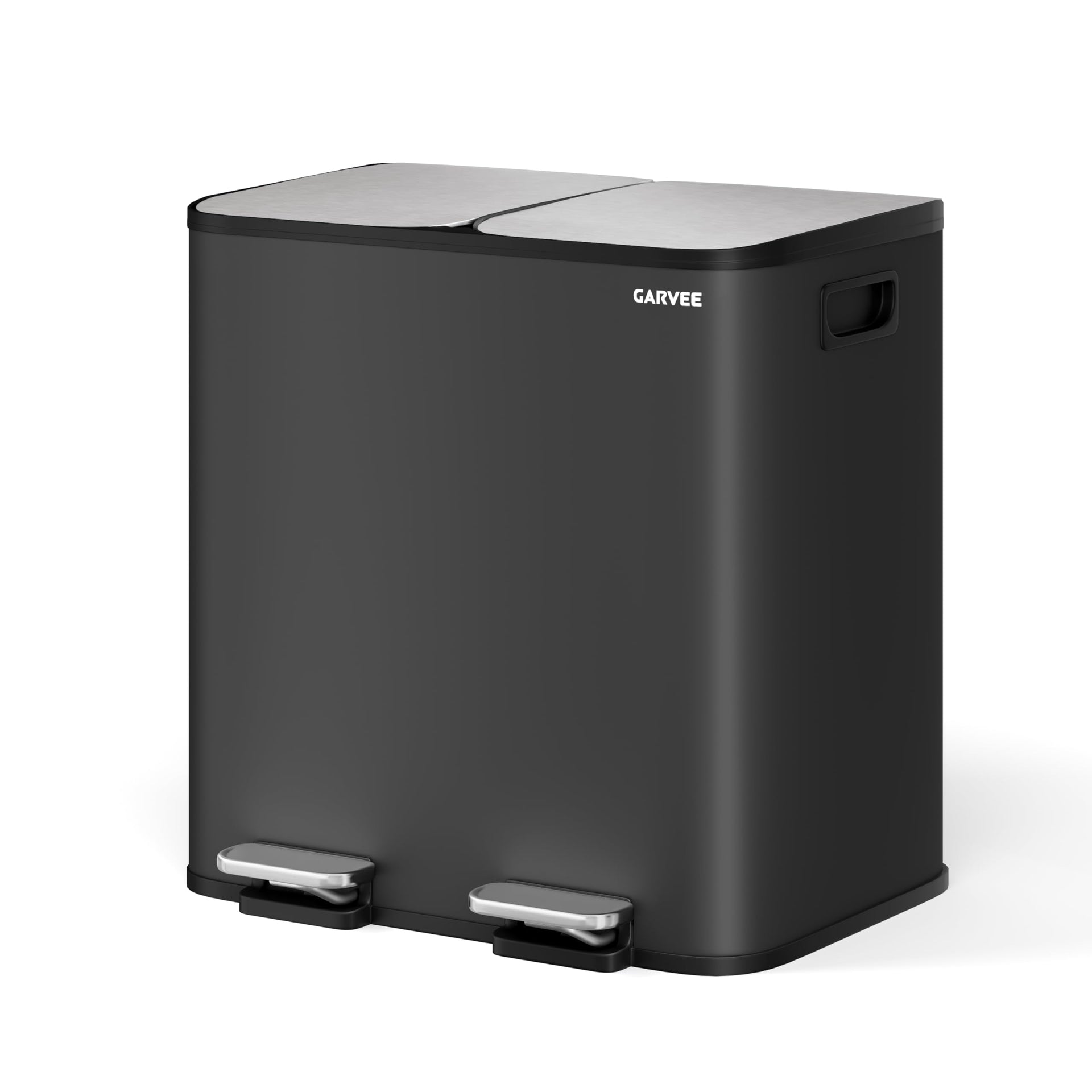 2 x 4 gal Stainless Steel Double Trash Can with Lid for Kitchen