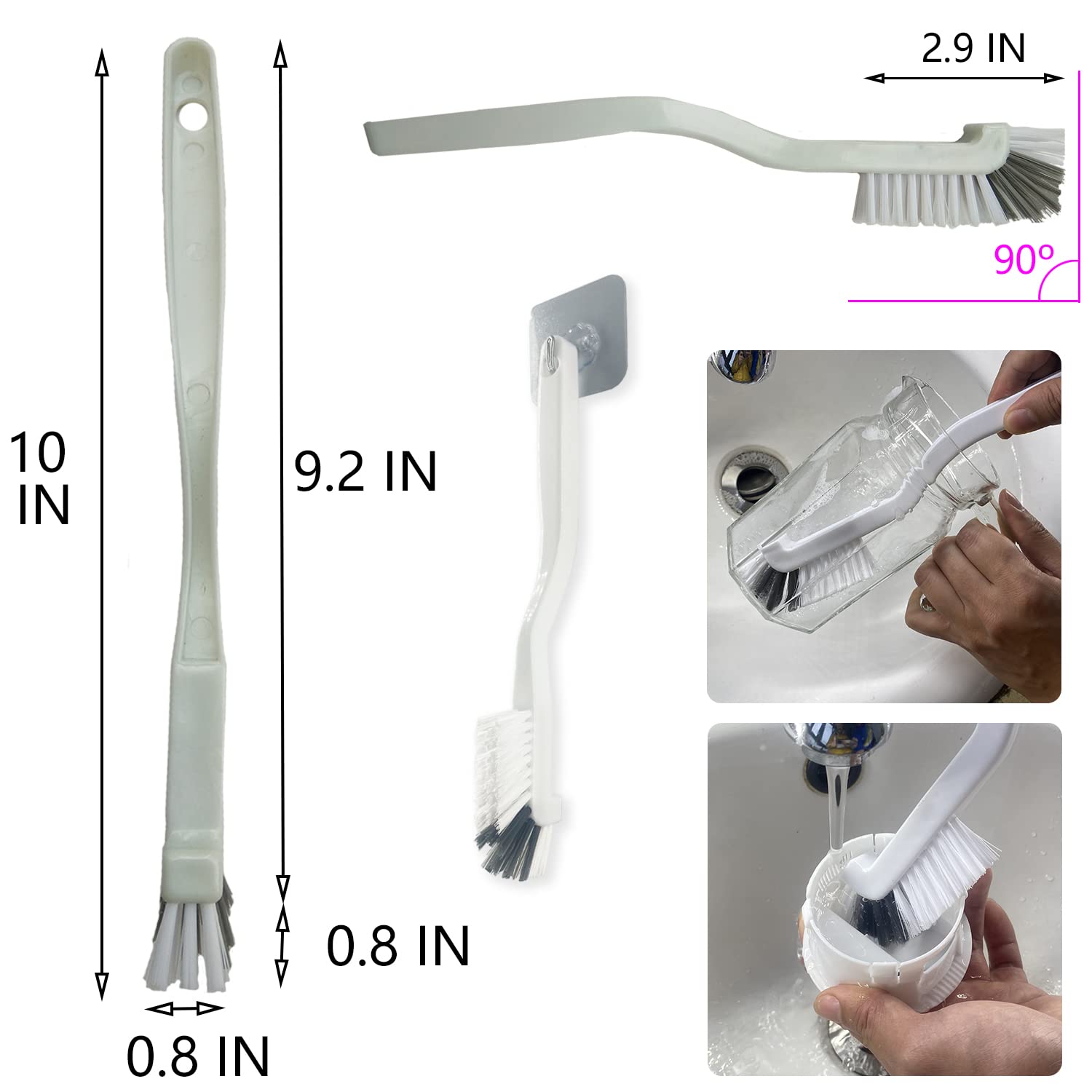 Cleaning Brushes Dish Brush Kitchen Washing Brush Set Shoe Brush Scrub Brush Home Household Cleaner Kit Floor Stiff Bristles with Adhesive Hooks Pot Pan Edge Corners Tile Lines Brush