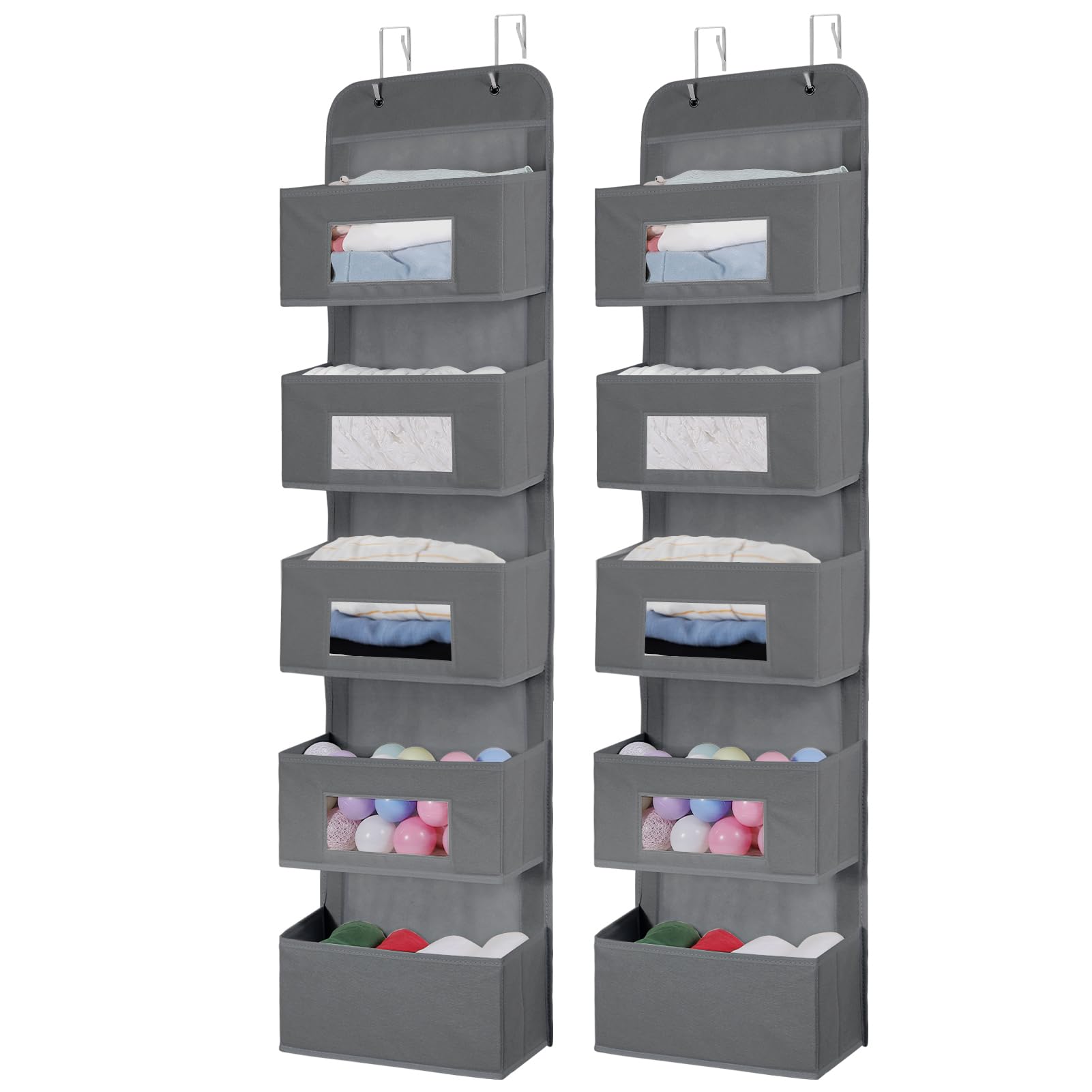 5 Shelf Over The Door Hanging Organizer with 2 Metal Hooks