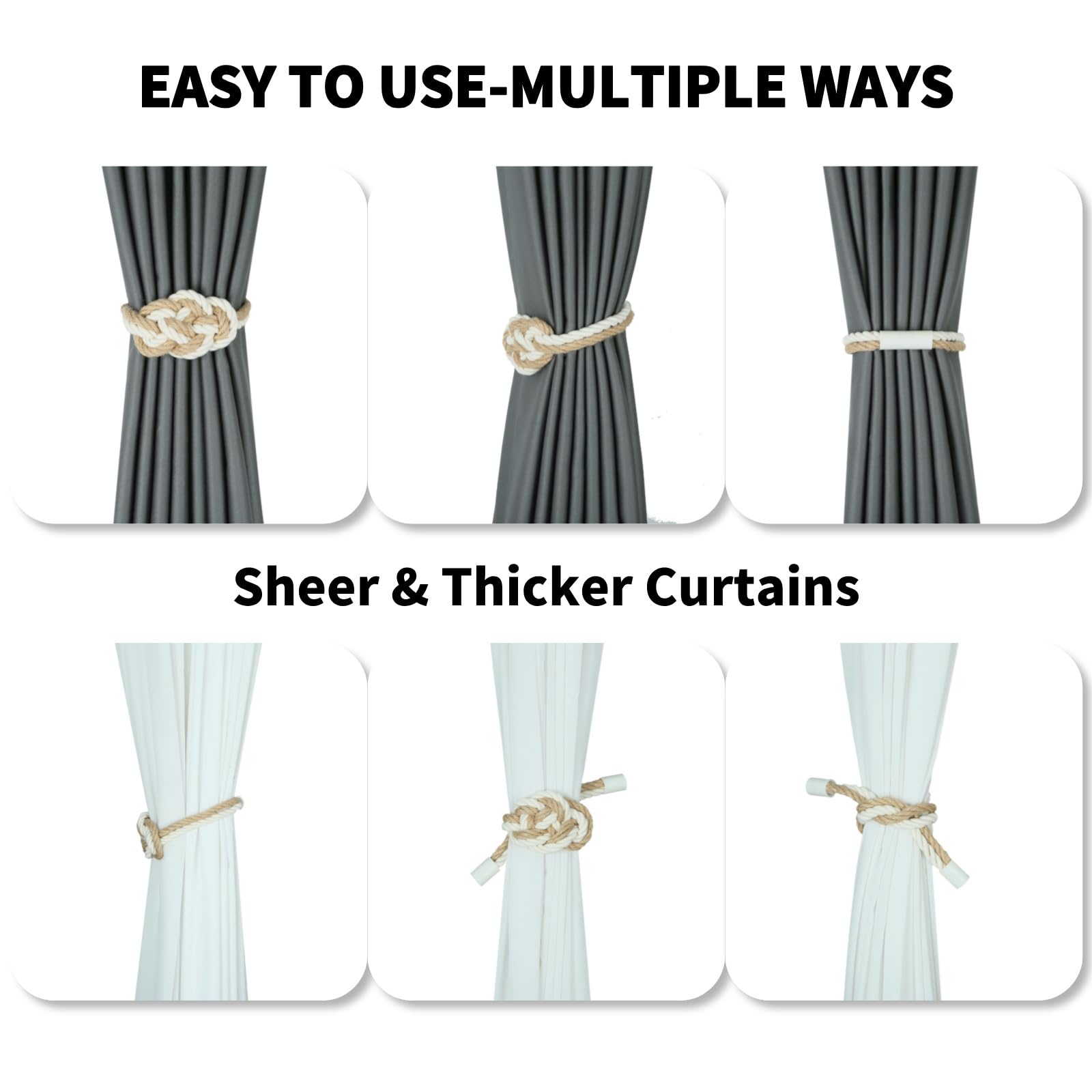 Jute Magnetic Curtain Tiebacks