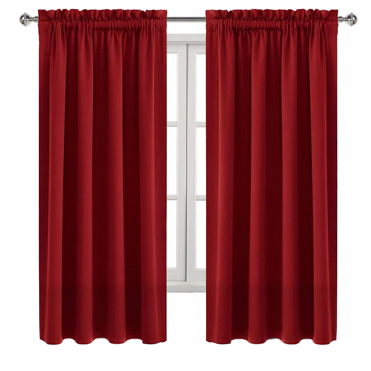 Blackout Curtains for Bedroom Living Room 52 x 63 Inch Long Burgundy (2 Count)