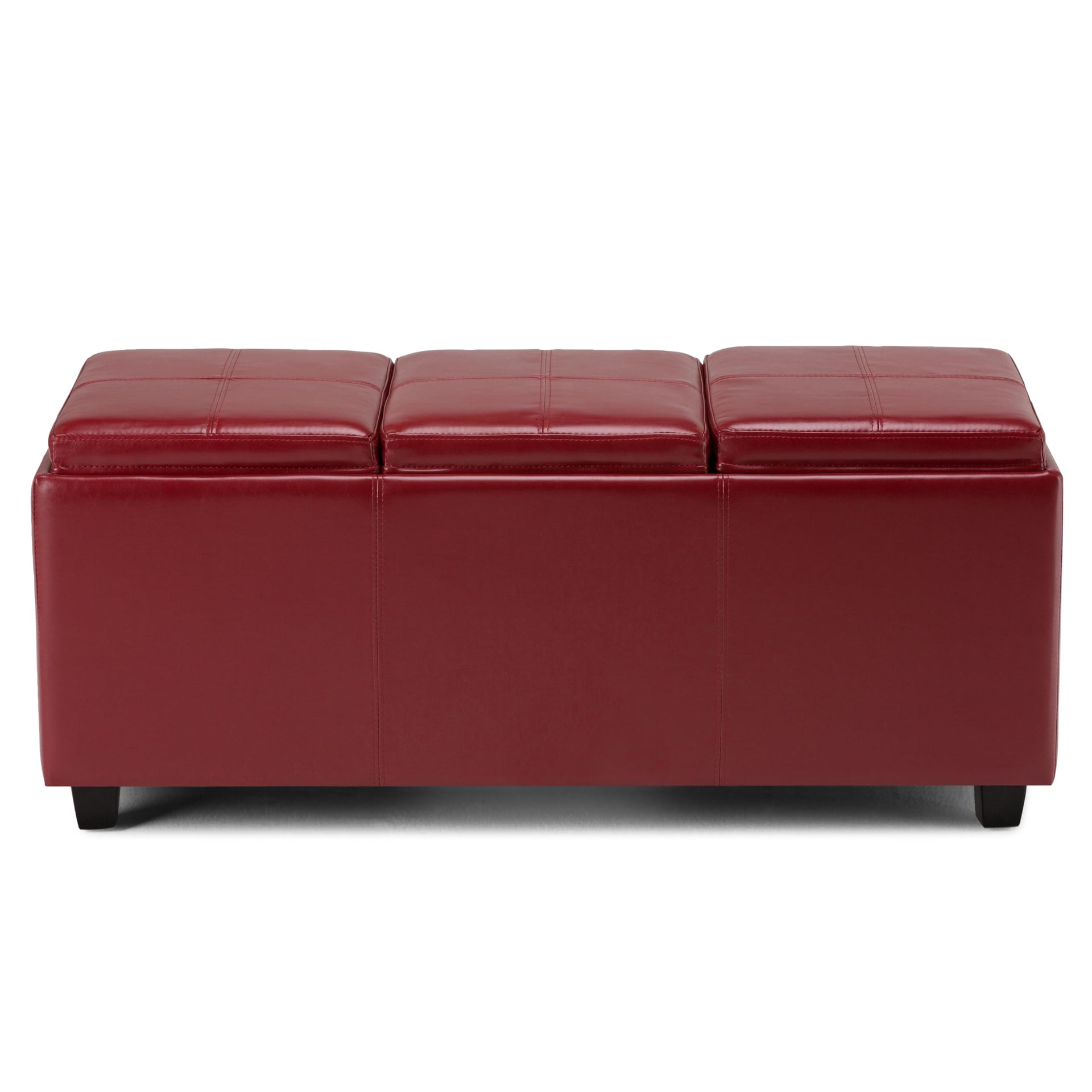 Avalon 48" Wide Vegan Leather Storage Ottoman in Grey Brown