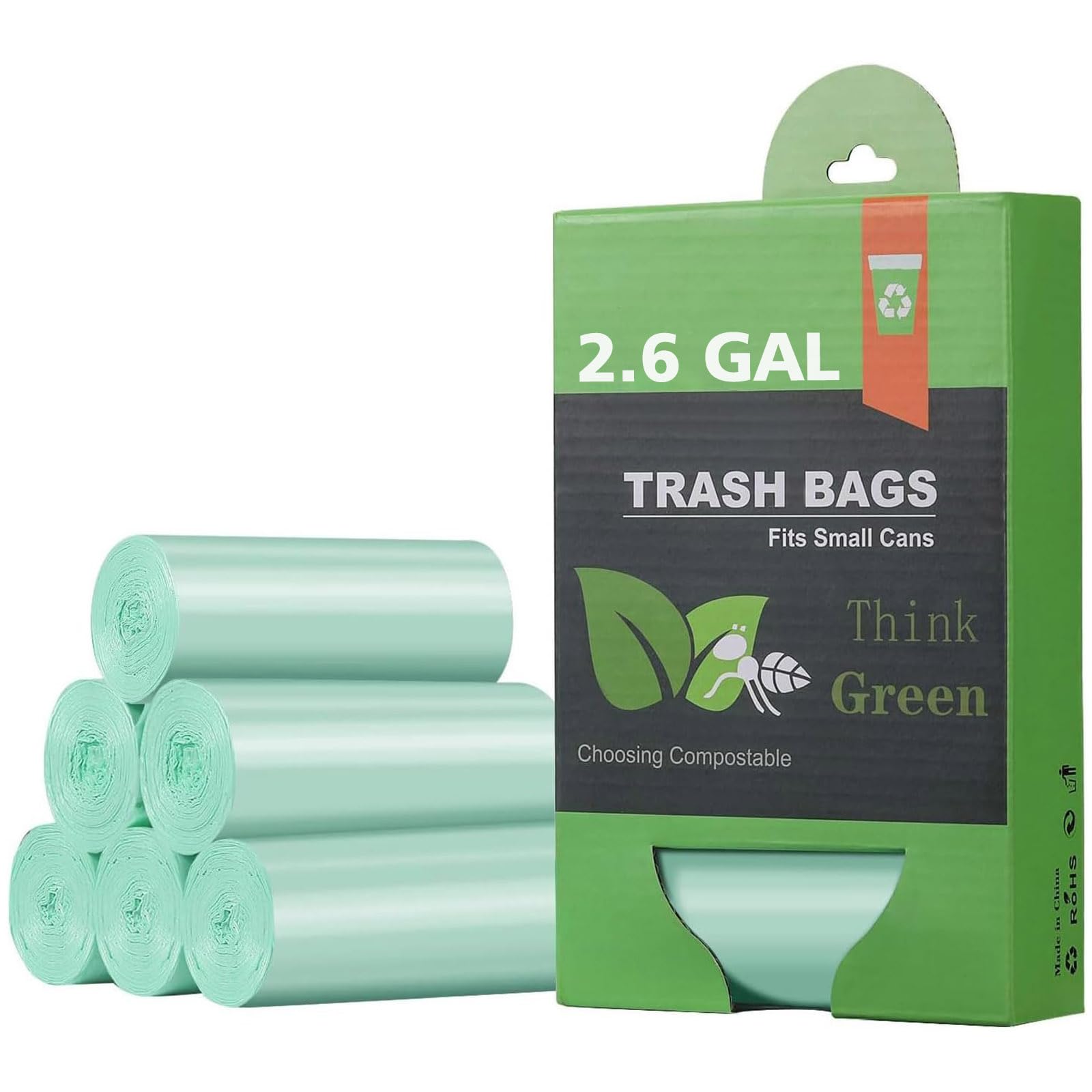 2.6 Gallon Compostable Trash Bags 125 Count Fit 10 Liter Compost Bin