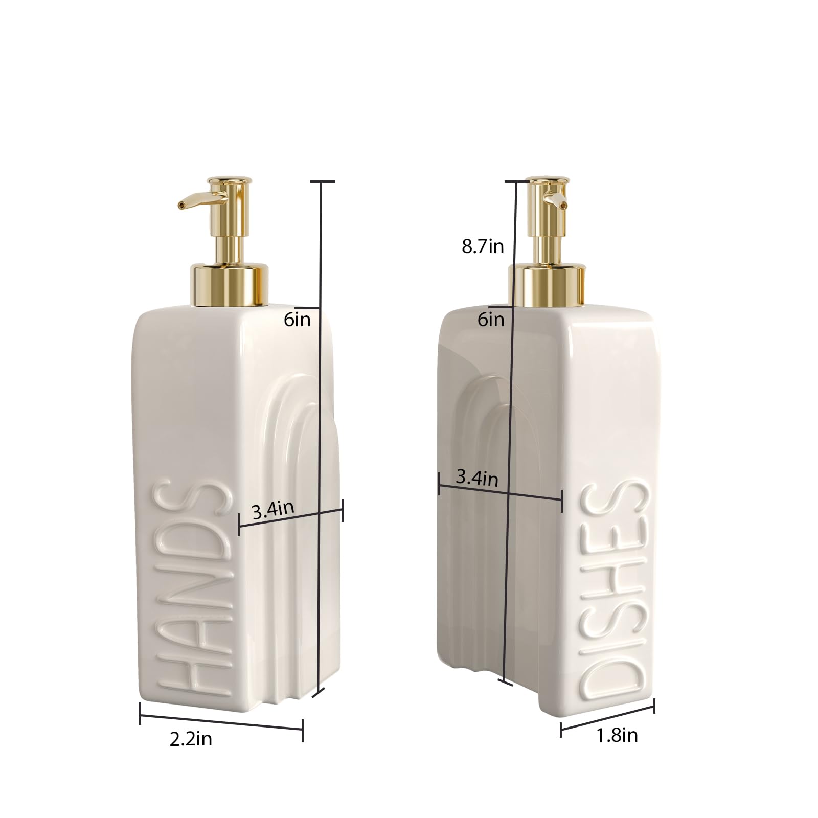 Soap Dispenser Set with Gold Stainless Steel Pump and a Funnel (2 Count)