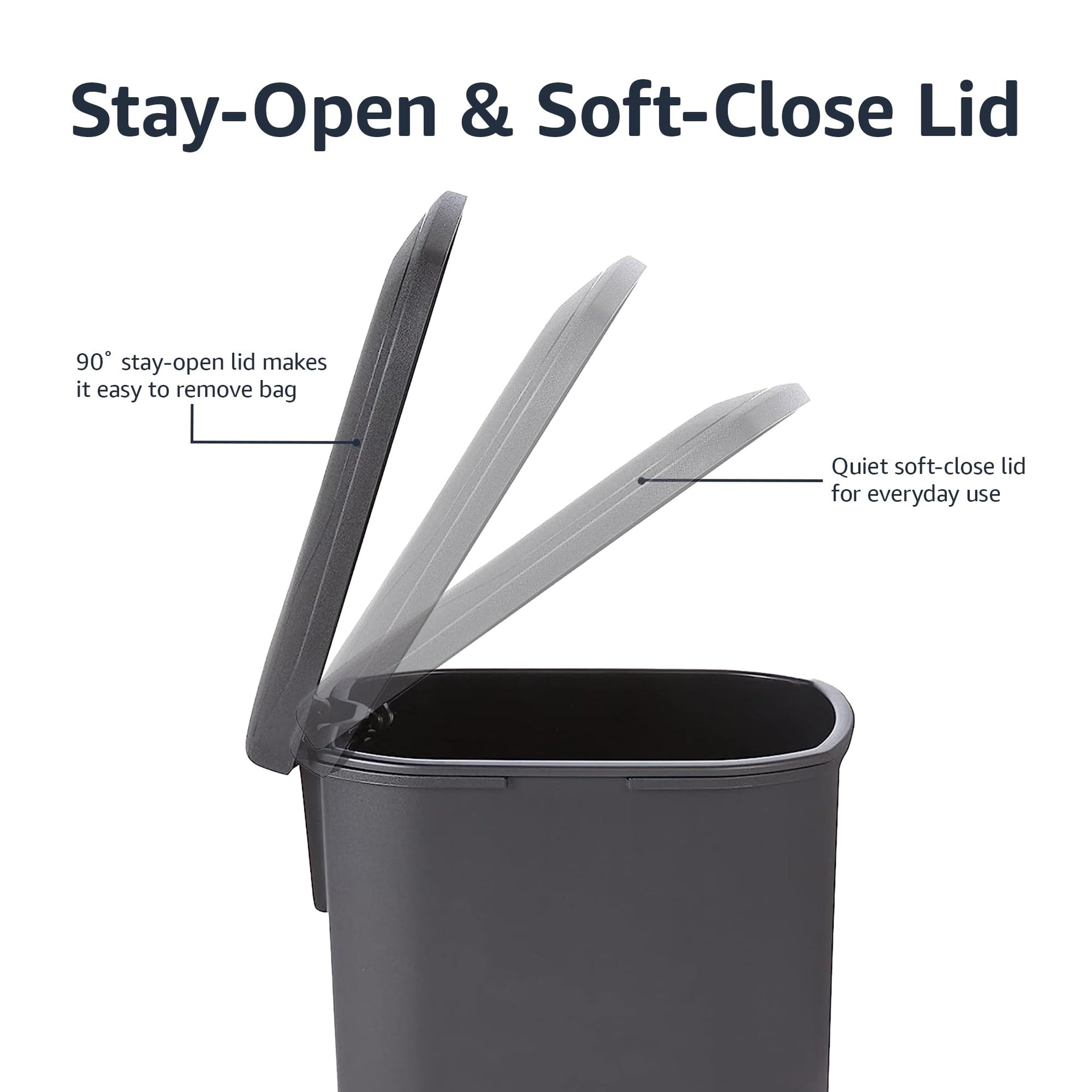 Compact Plastic Bathroom Trash Can with Soft