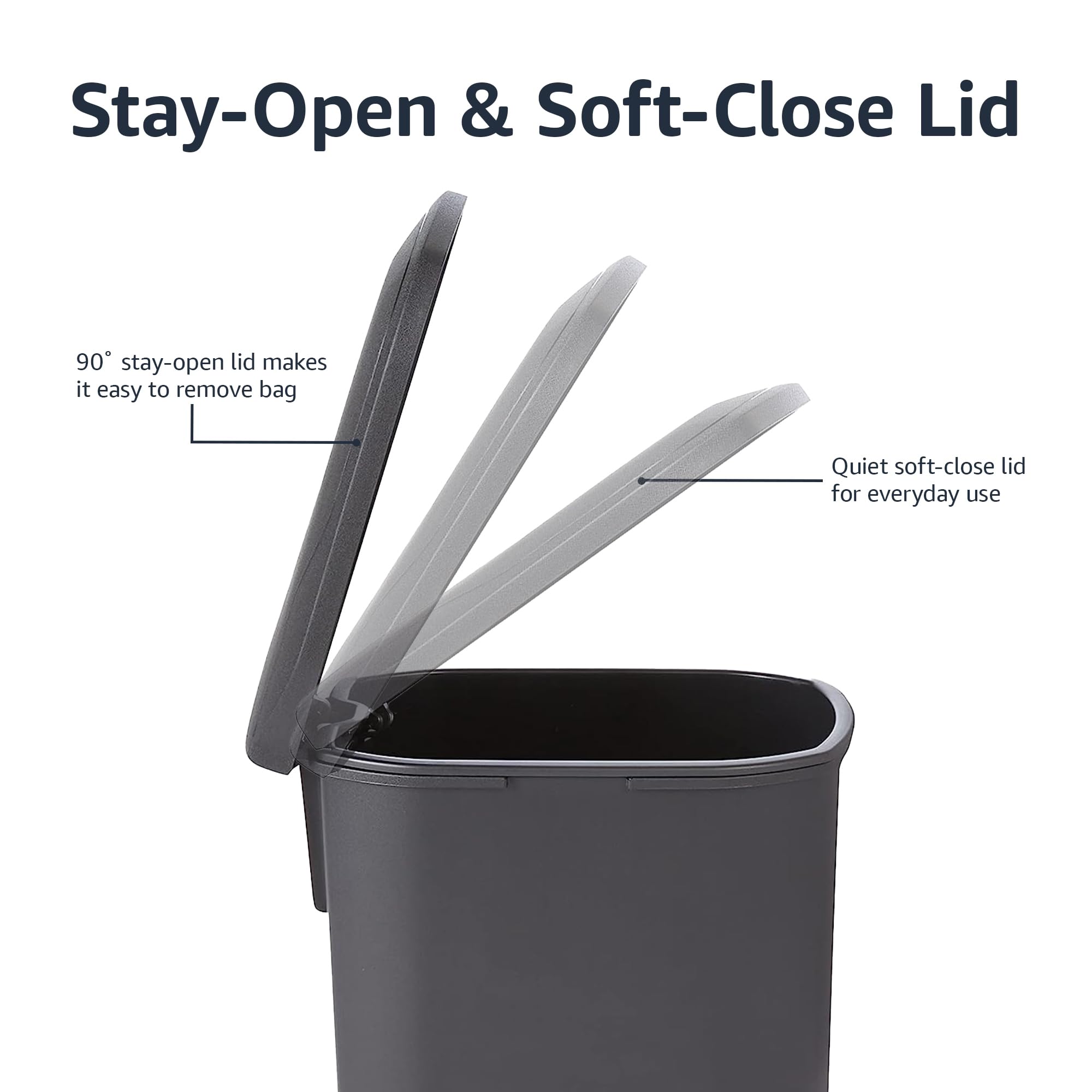 Compact Plastic Bathroom Trash Can with Soft