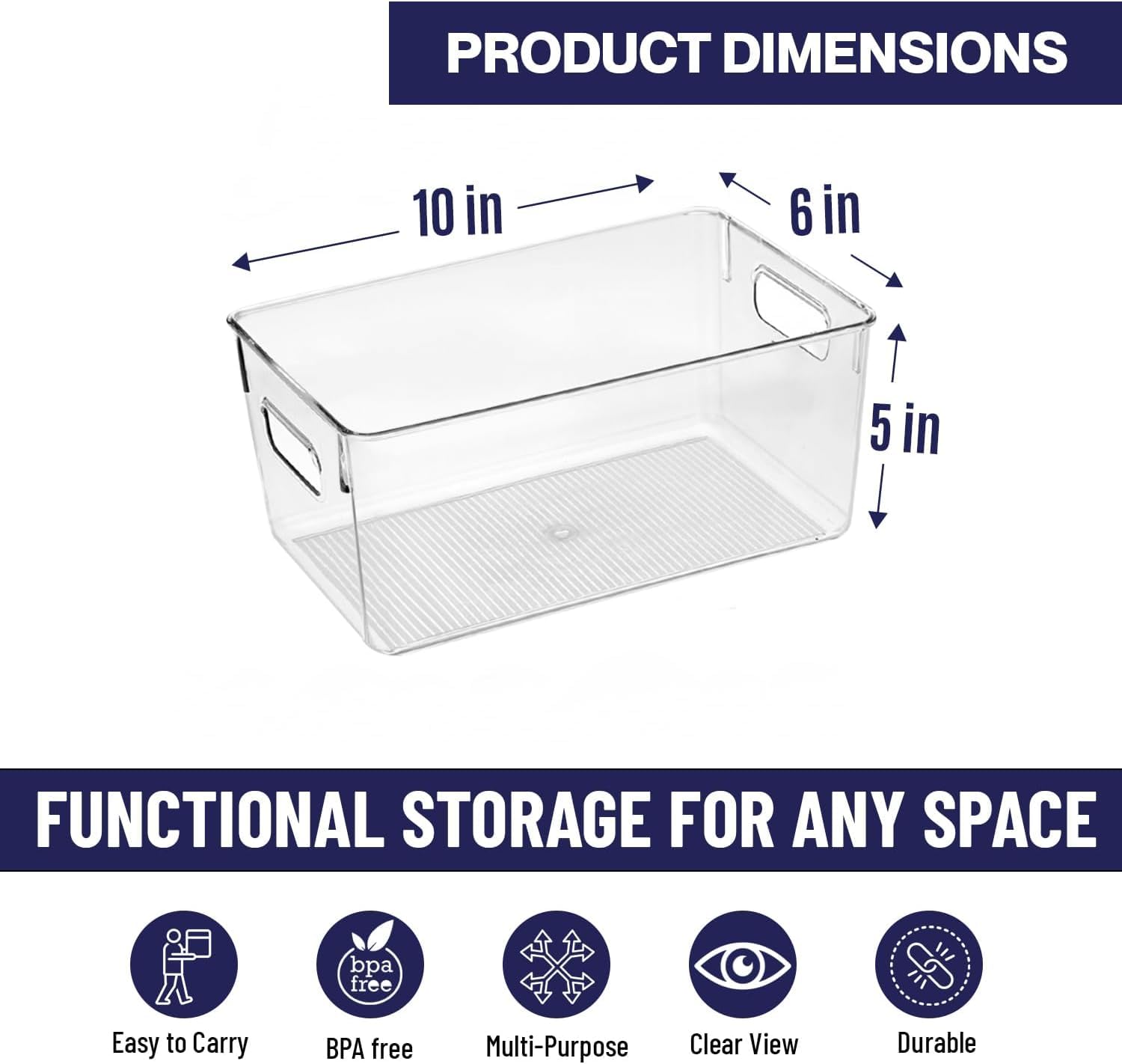 Clear Plastic Storage Bins (8 Count)