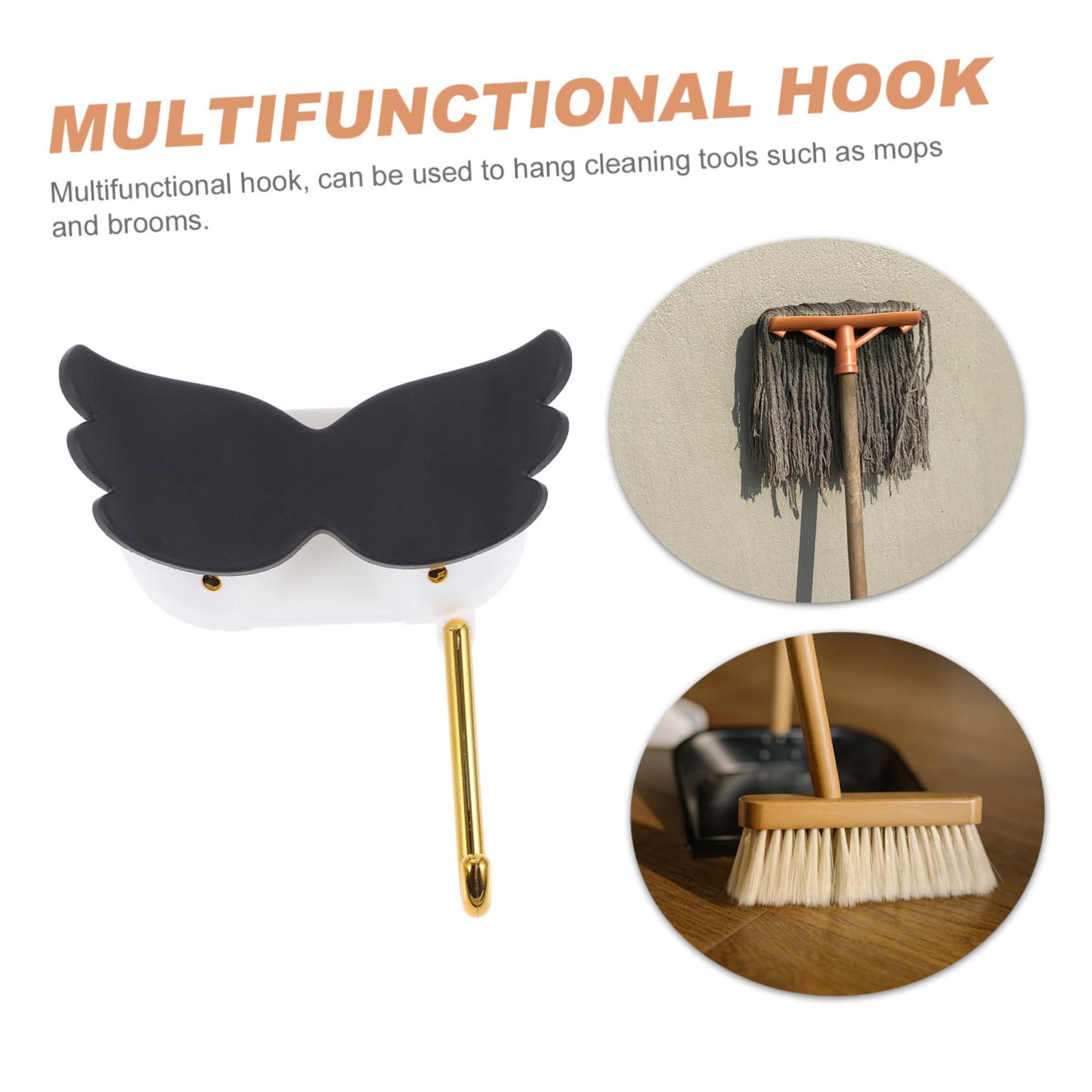 Self Adhesive Mop Holder with Cartoon Design Punch Wall Mount Broom Gripper Hook for Bathroom and Kitchen Easy Installation Versatile Organizer for Cleaning Tools