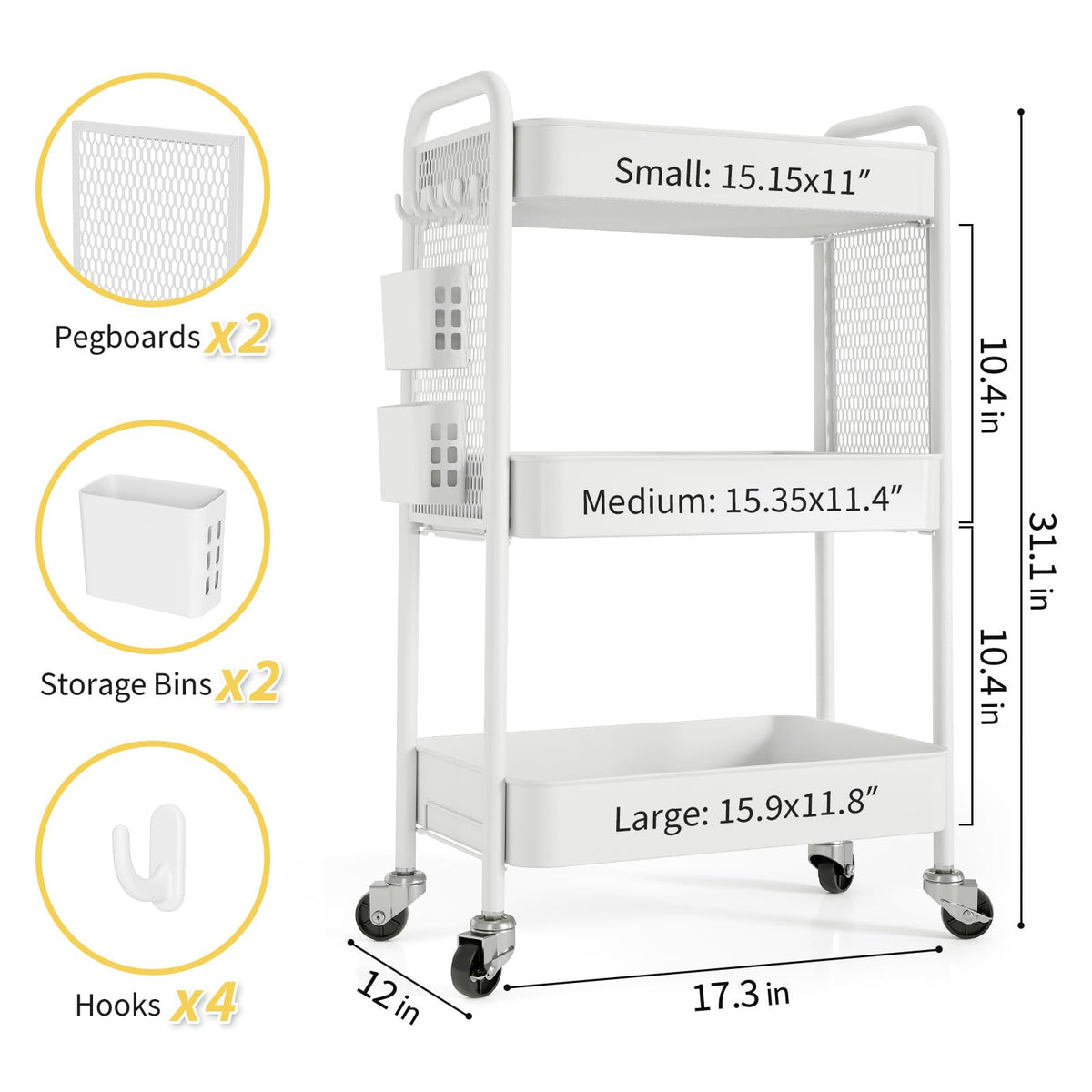 3 Tier Rolling Cart