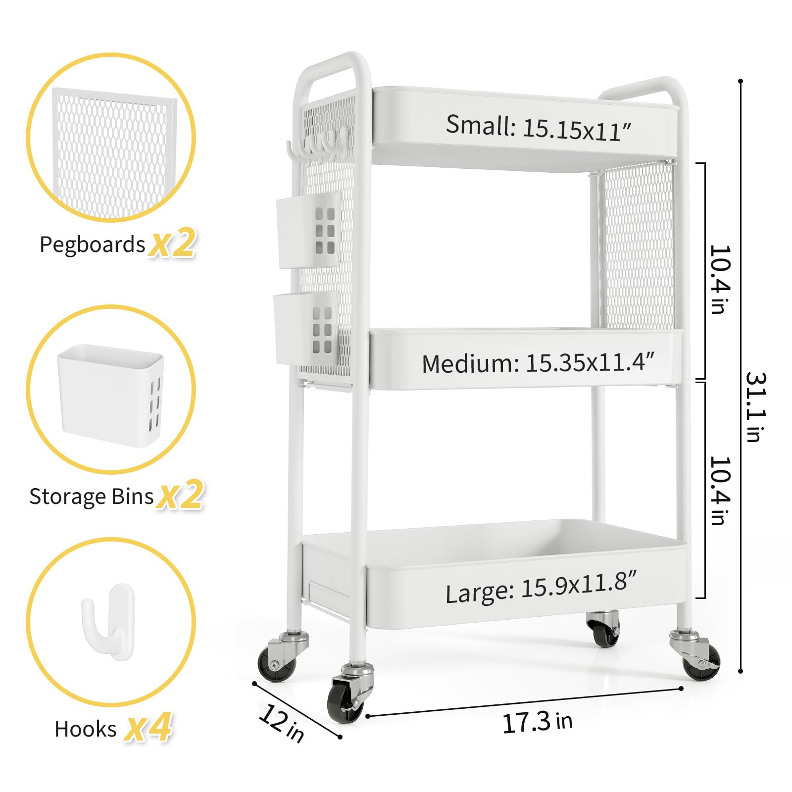 3 Tier Rolling Cart