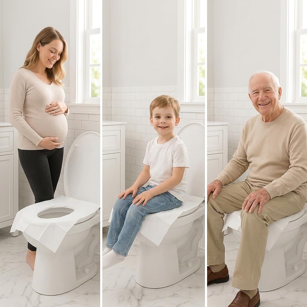 Individually Wrapped XXL Toilet Seat Covers Disposable Flushable for Travel (30 Count)