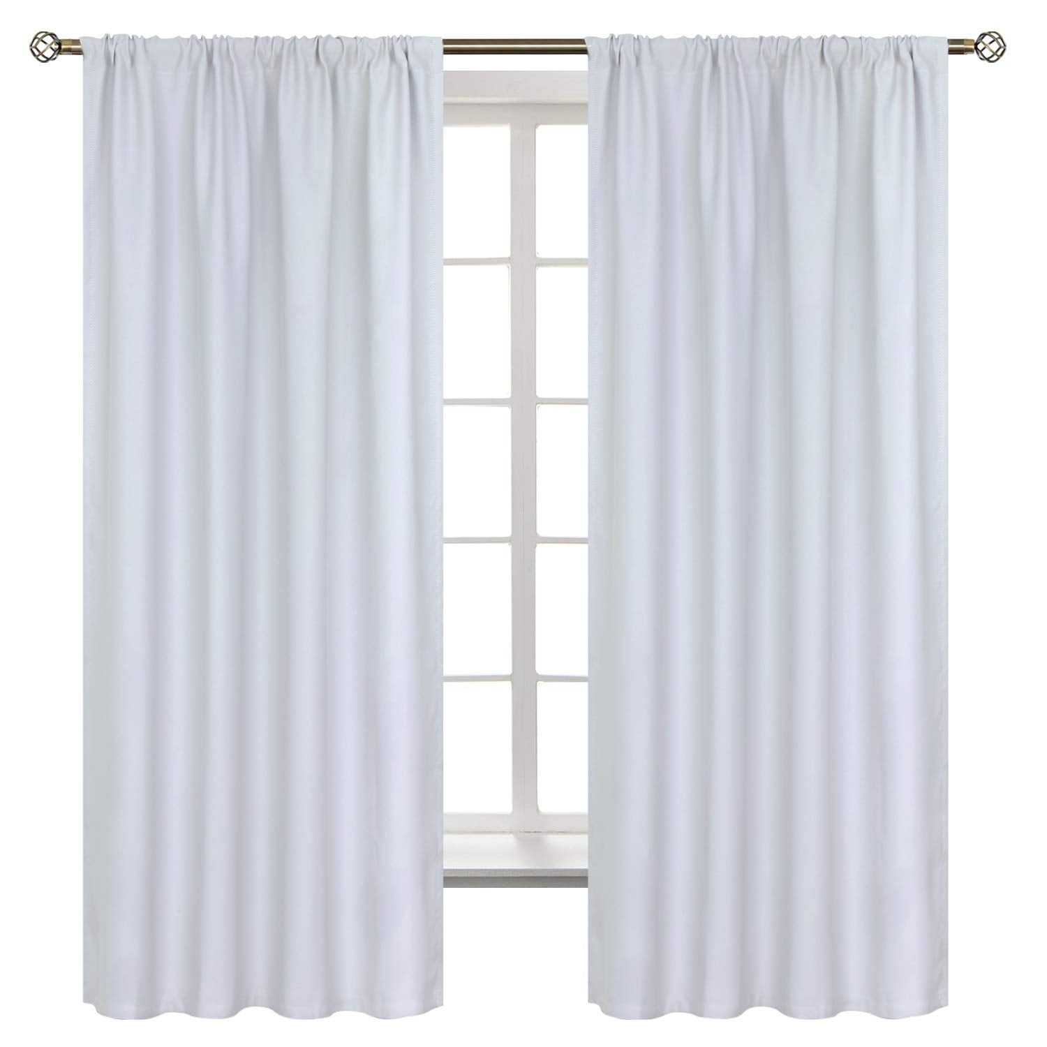 Rod Pocket Room Darkening Curtains for Bedroom 63 Inches Long