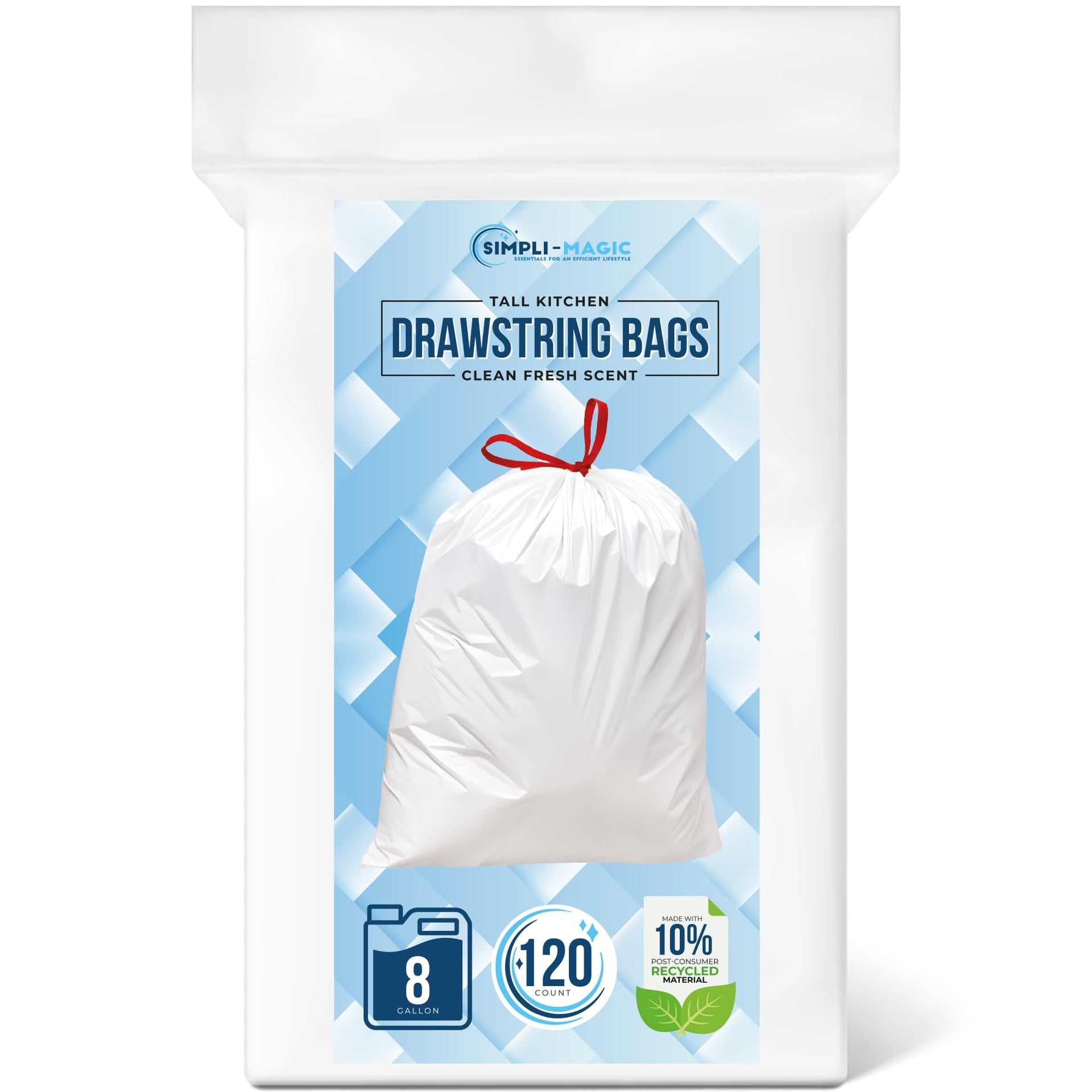 8 Gallon Drawstring Trash Bags (120 Count)