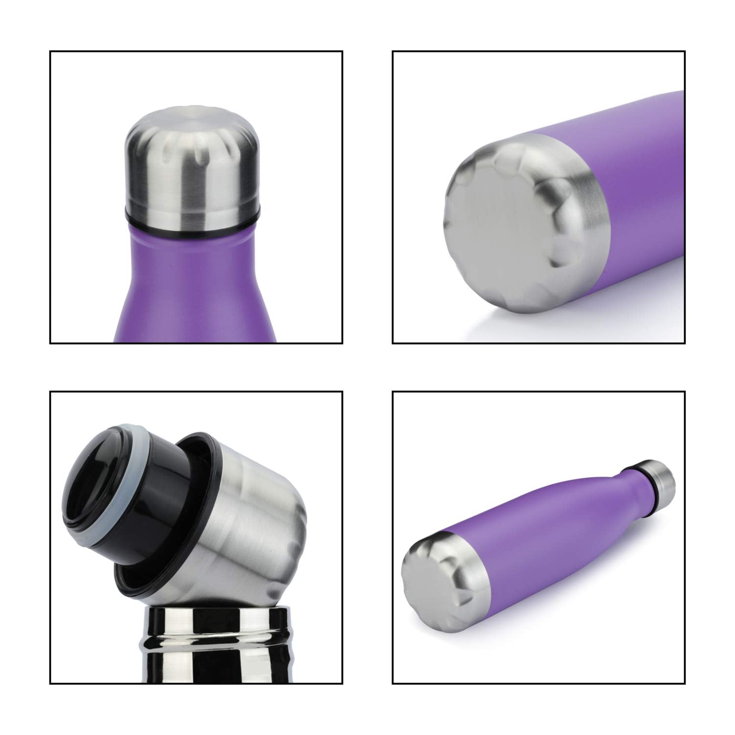 17oz Sport Water Bottle 4 Pack Vacuum Insulated Stainless Steel Leak (4 Count)