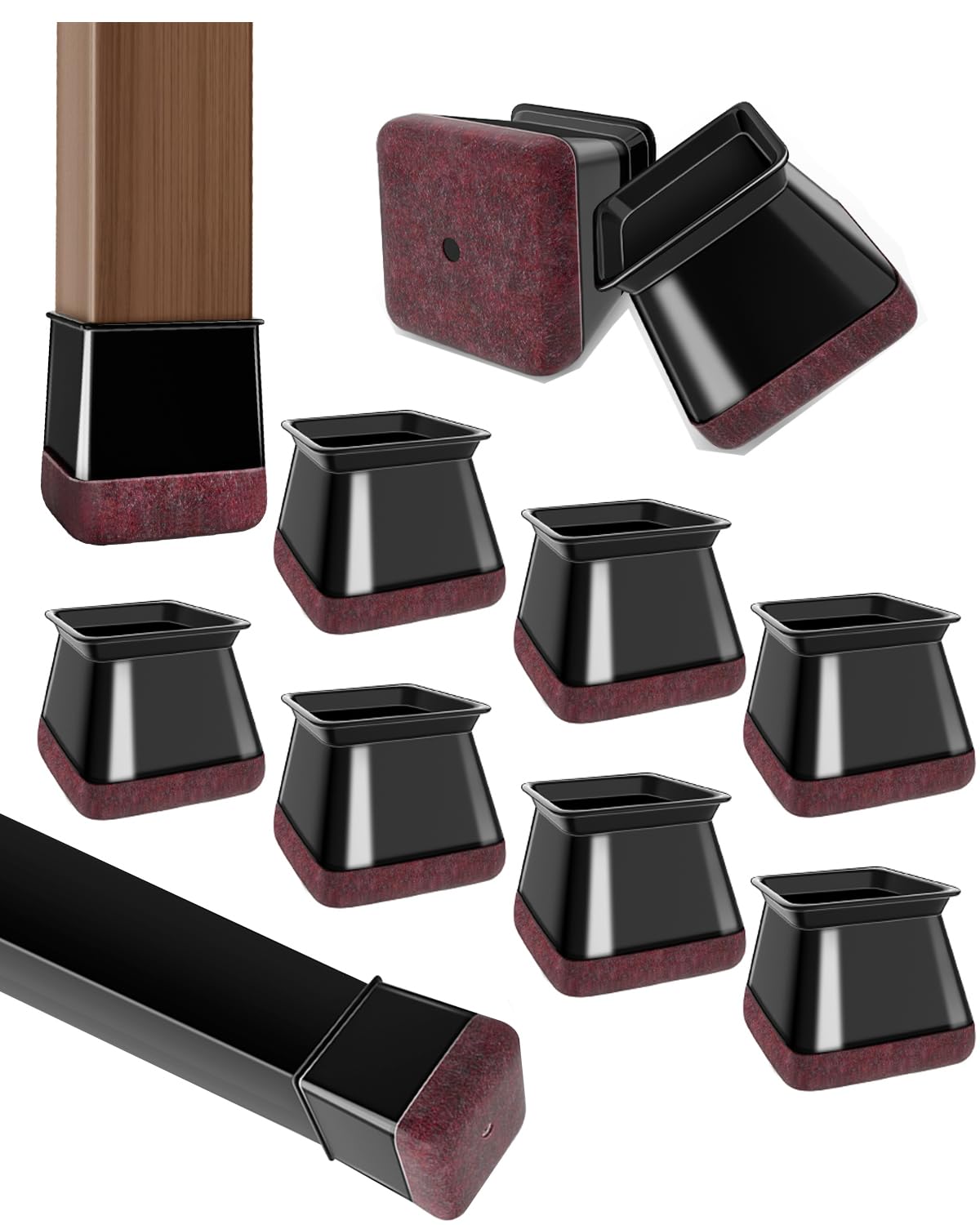 20 Pcs Chair Leg Floor Protectors Black Fit Diameter (20 Count)