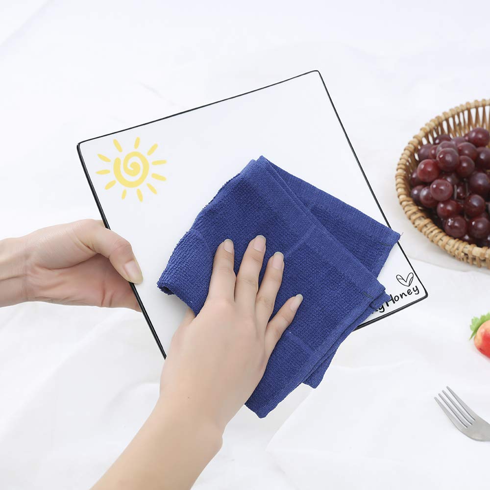 Blue Dish Cloths Kitchen Highly Absorbent Navy Dish Rags 100% Cotton Dish Cloths for Washing Dishes (12 Count)
