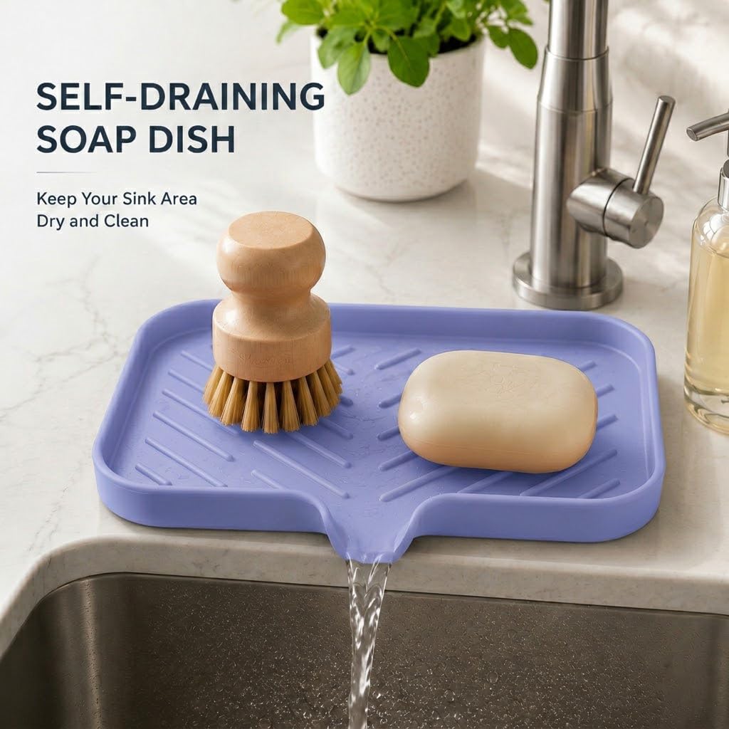 Silicone Soap Dish with Drain Spout