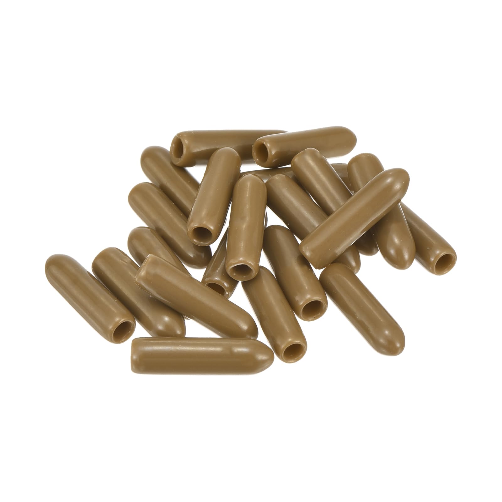 20pcs Rubber End Caps 2.5mm ID Vinyl PVC Round Tube Bolt Cap Cover Screw Thread Protectors Light Brown