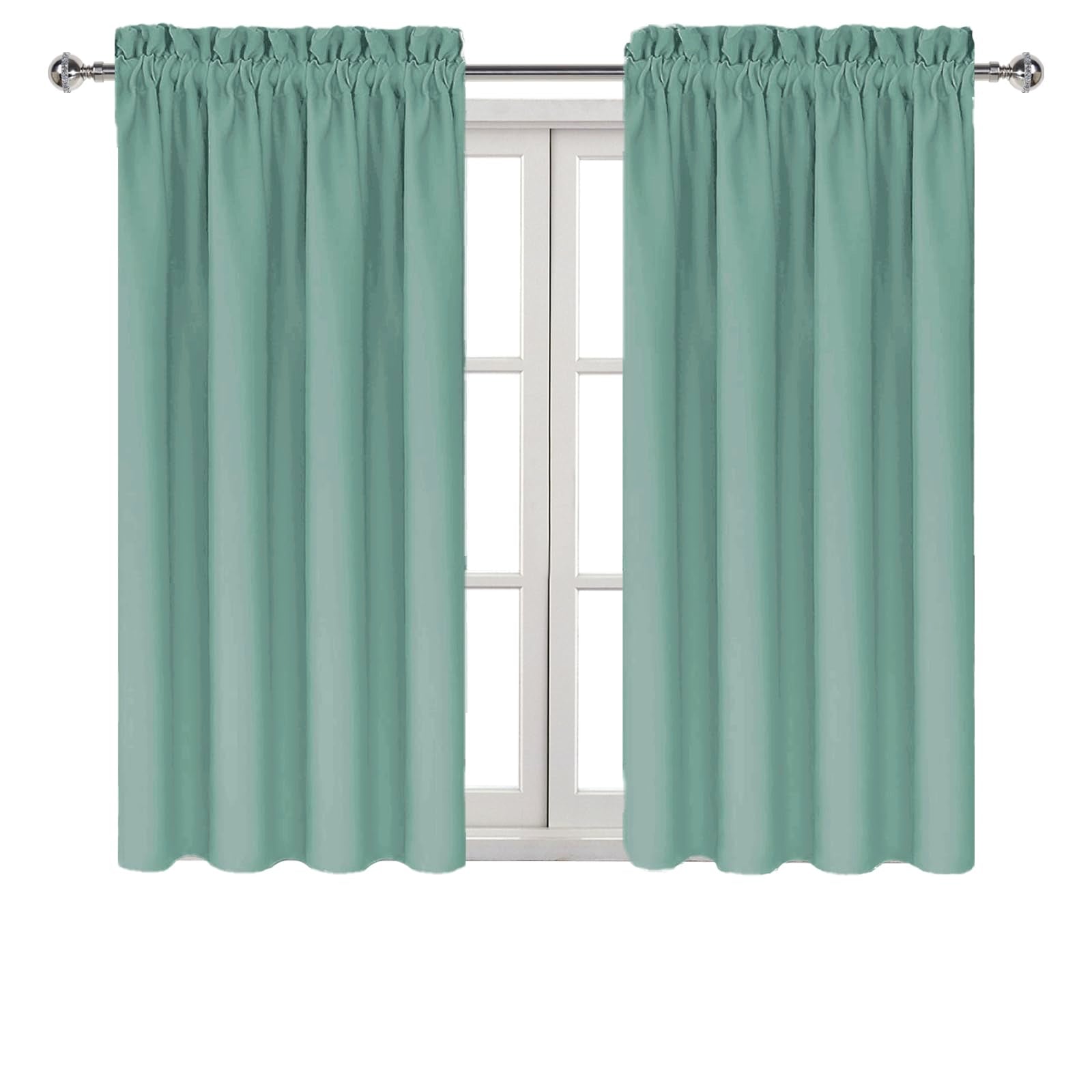 Blackout Curtains for Bedroom 42 x 54 Inch Long Sage Green 2 Panels (2 Count)