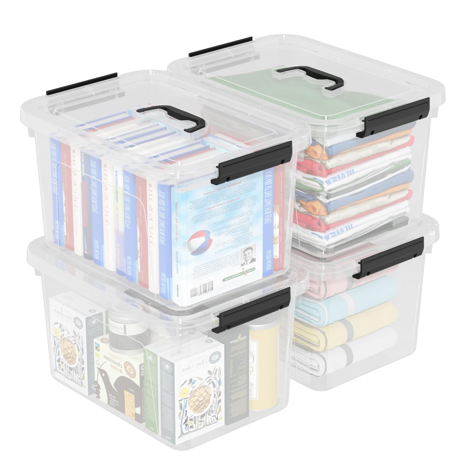 18 L Clear Latch Storage Bins with Handle (4 Count)