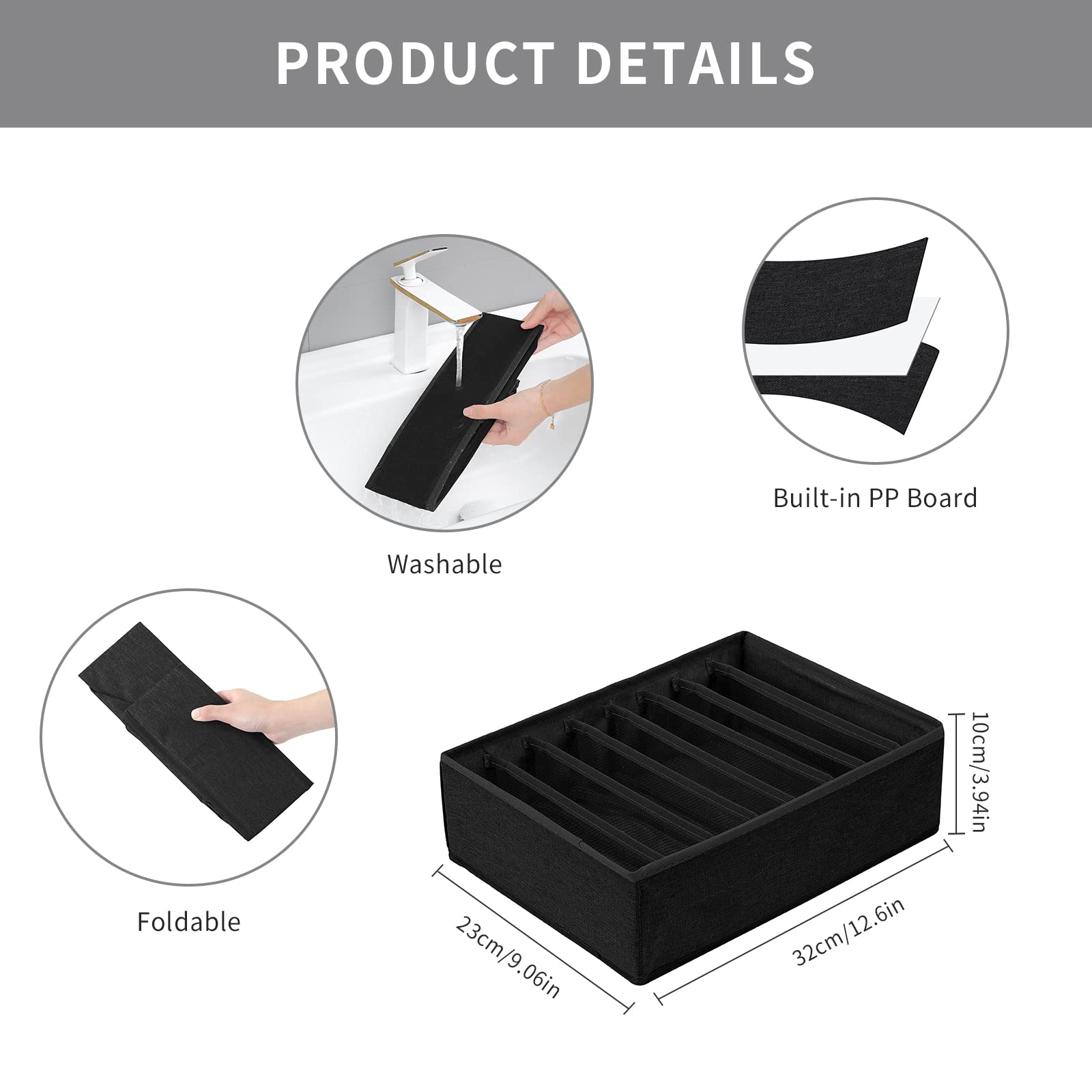 4 Pack Drawer Organizers for Clothing (4 Count)