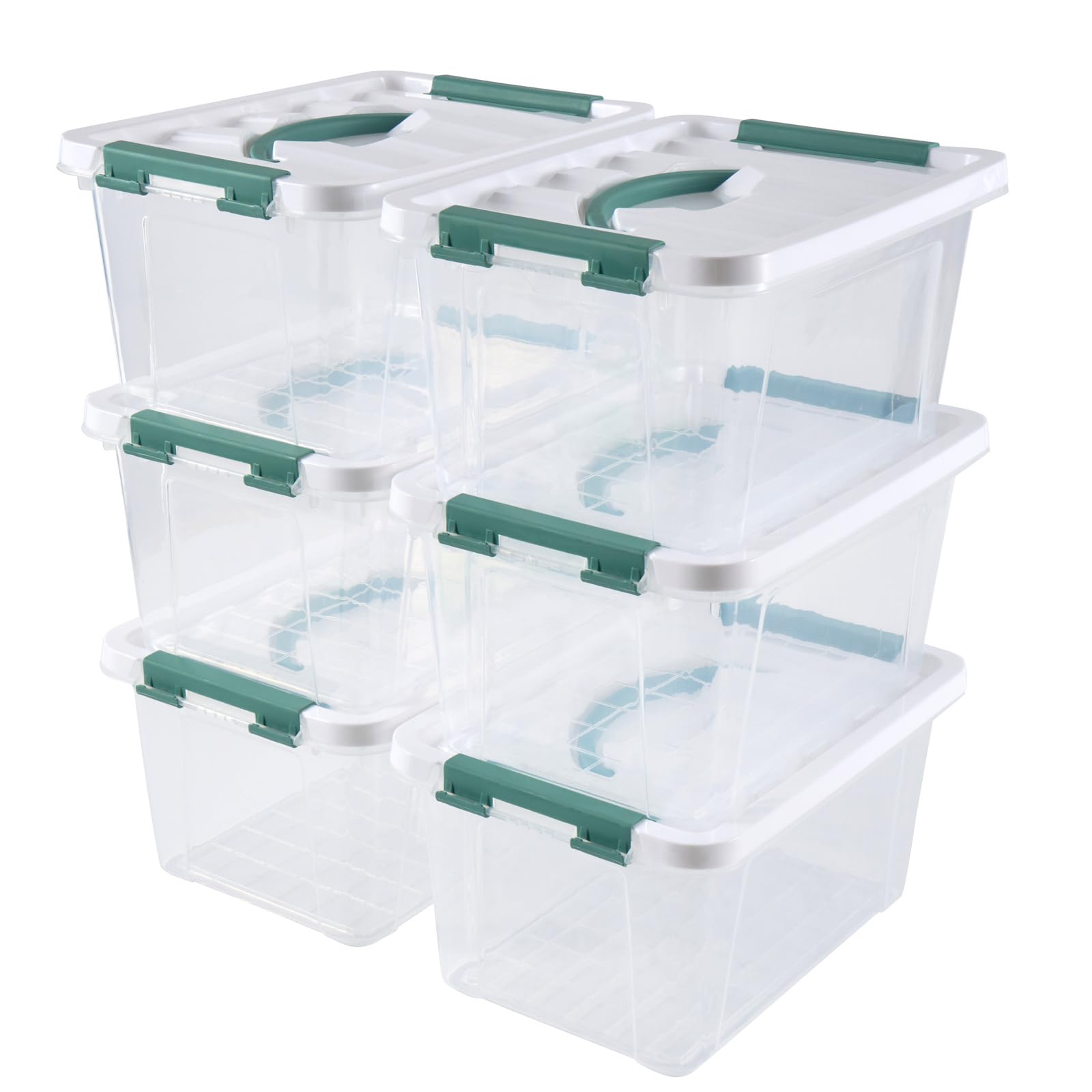 6 Quart Plastic Stackable Storage Latch Bins (6 Count)