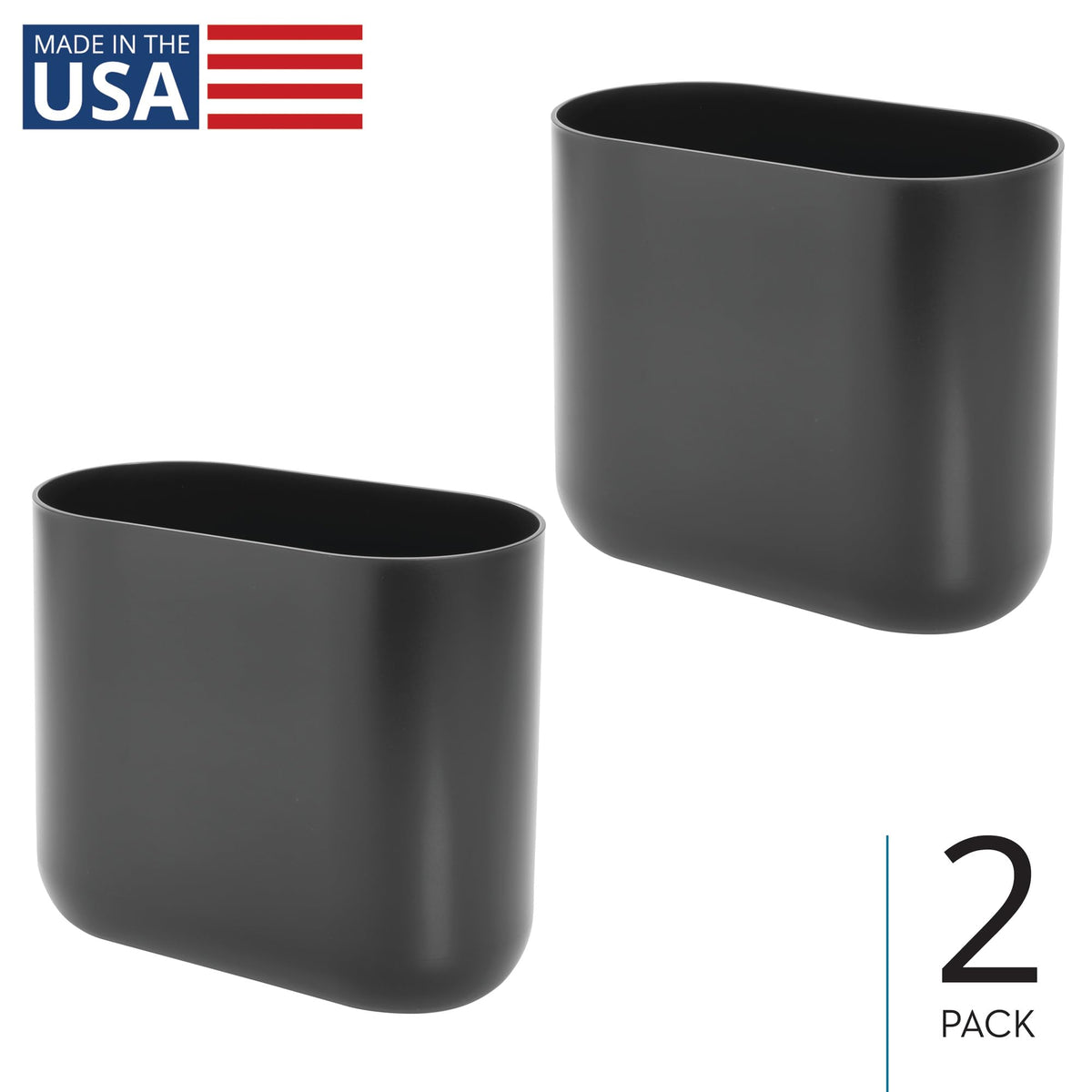 Small Slim Plastic Bathroom Trash Can (2 Count)