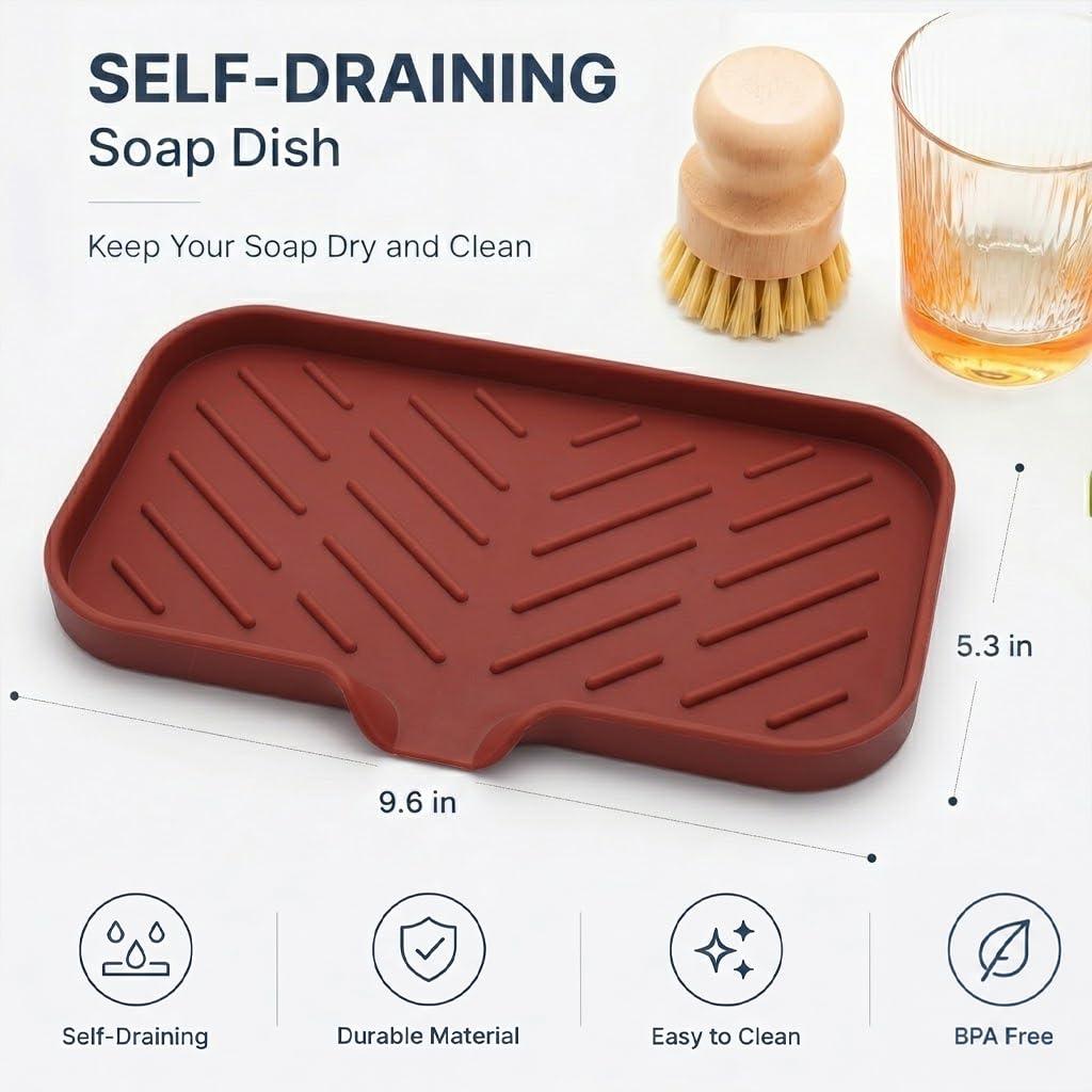 Silicone Soap Dish with Drain Spout