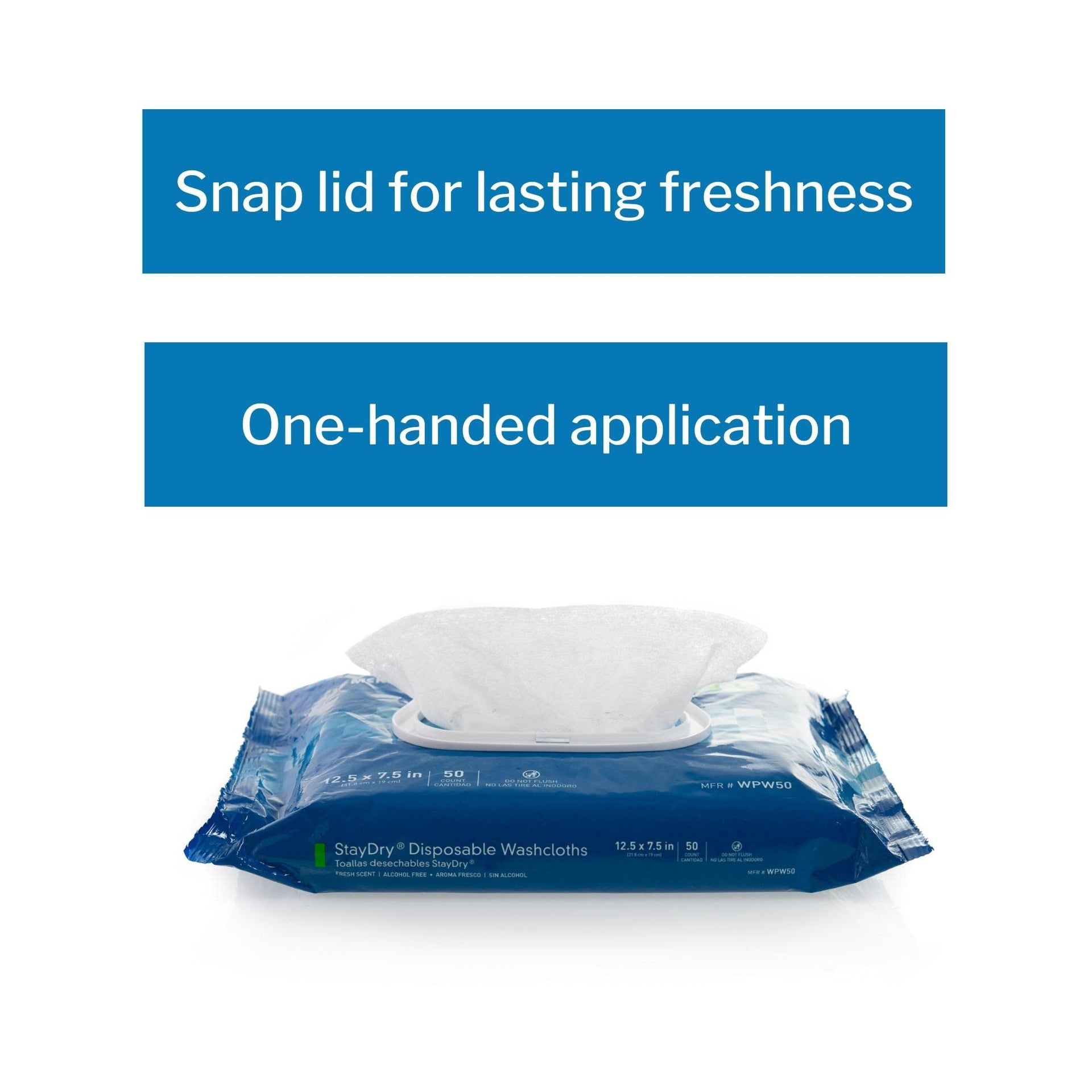 StayDry Pre Moistened Disposable Wipe (50 Count)