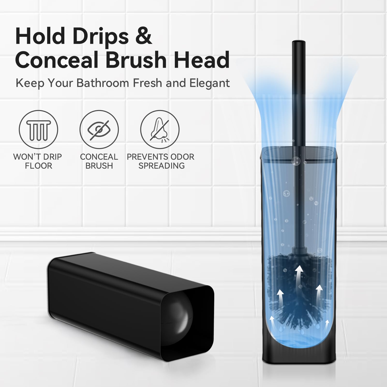 Toilet Bowl Brush and Holder for Bathroom