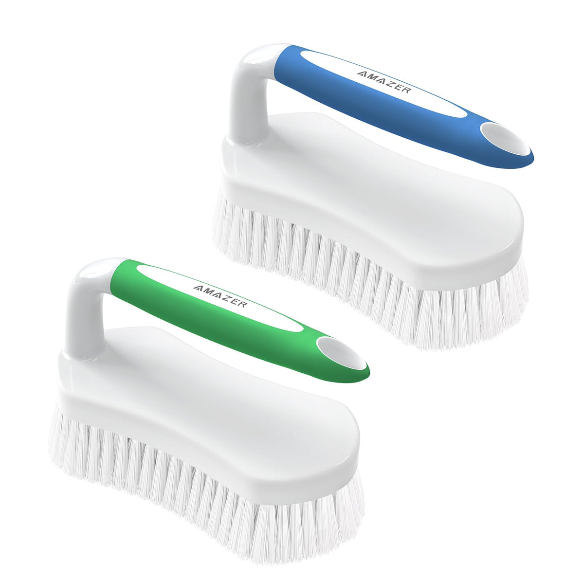 Scrub Brush for Cleaning Comfort Grip Shower Scrubber Flexible Stiff Bristles with Handle Heavy Duty Cleaner Brush for Tub Sink Carpet Floor (2 Count)